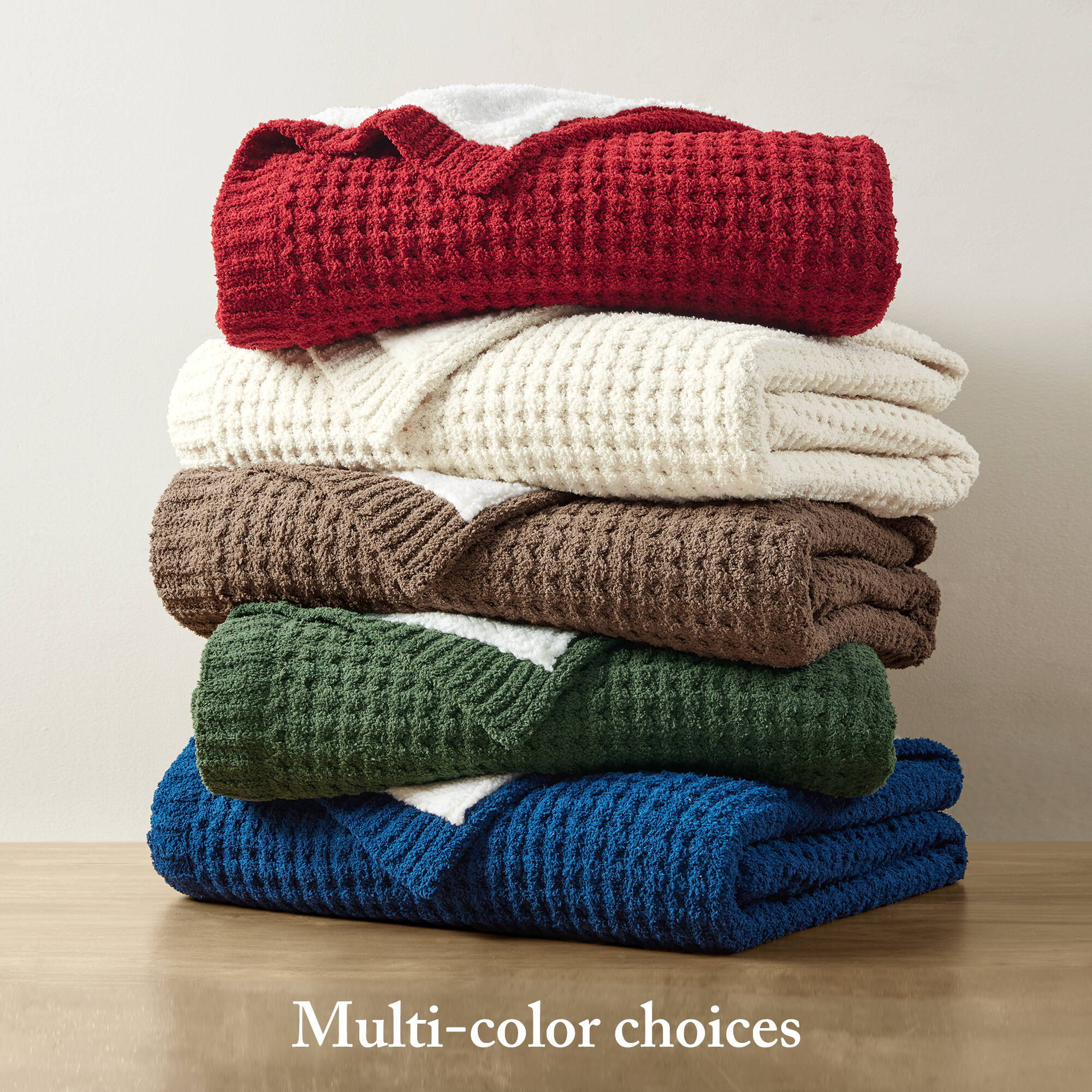Rowan - Waffle Knit Chenille Throw - Red - Image 2