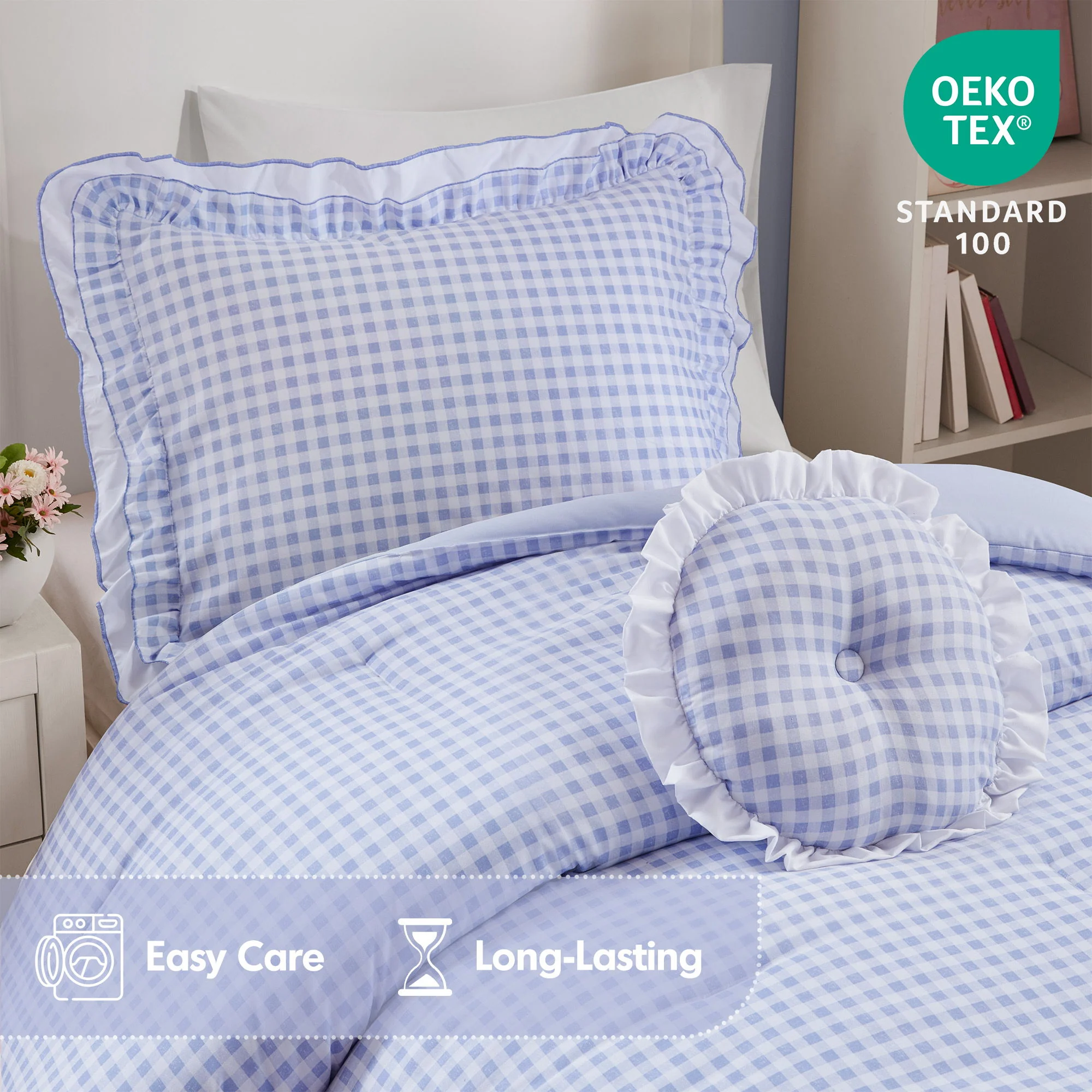 Rowena - Twin Comforter Set - Blue - Image 4