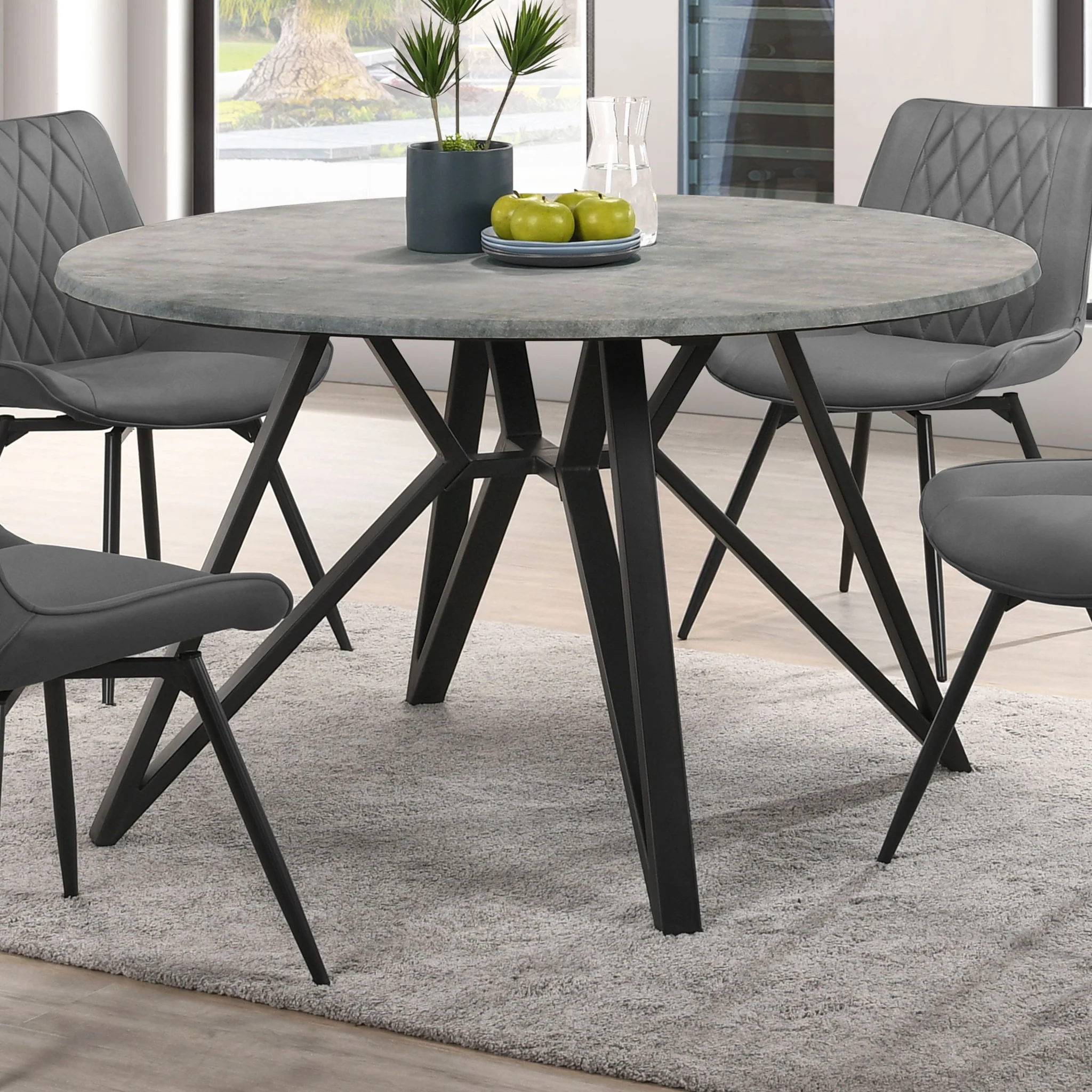 Royceton - Top Dining Table Industrial Round Dining Table - Gray / Black - Image 3