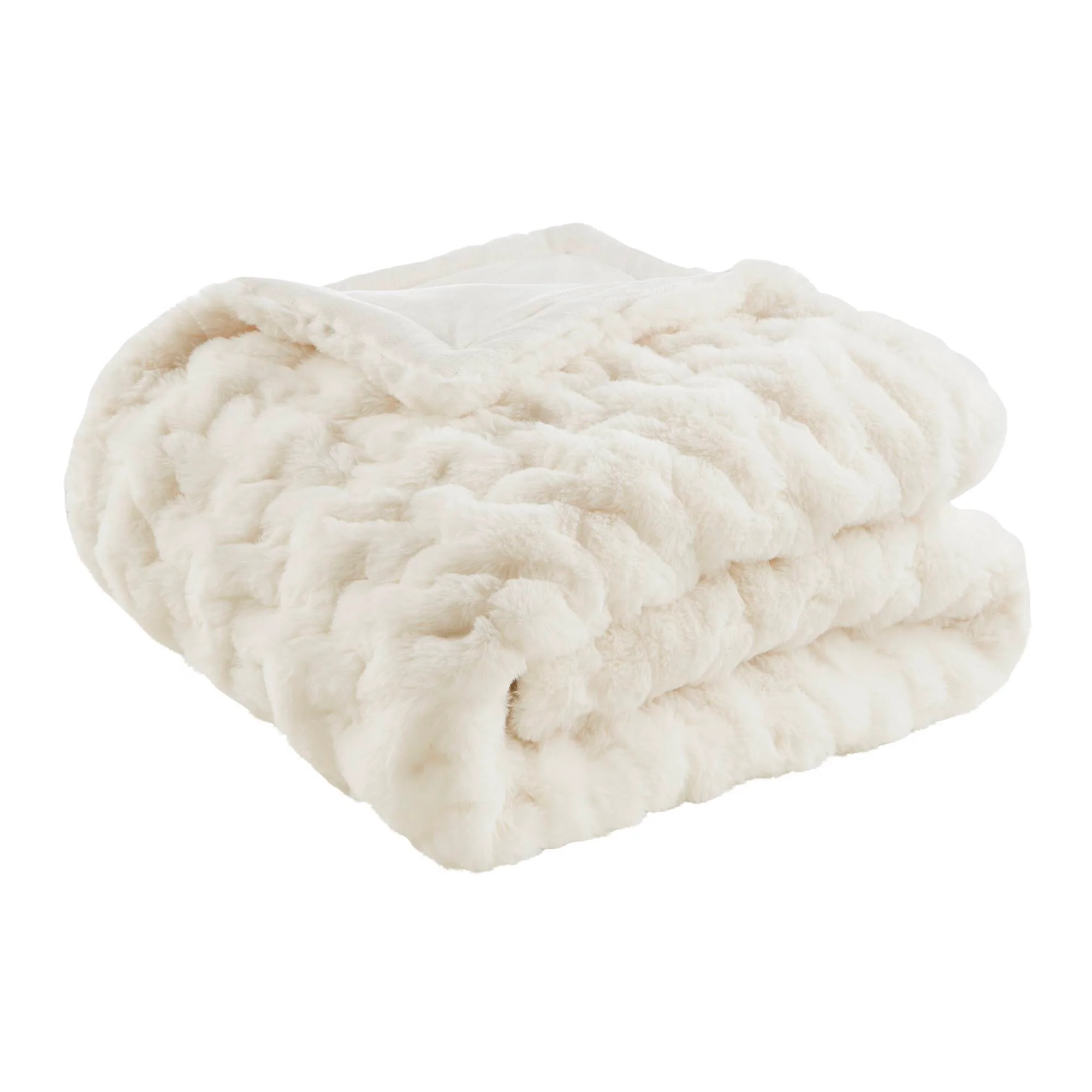 Ruched Fur - Ruched Throw - Ivory - Image 4