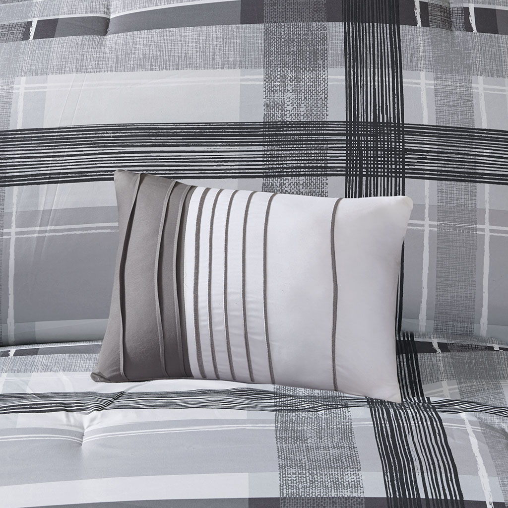 Rudy - Twin Plaid Comforter Set - Black - Image 4
