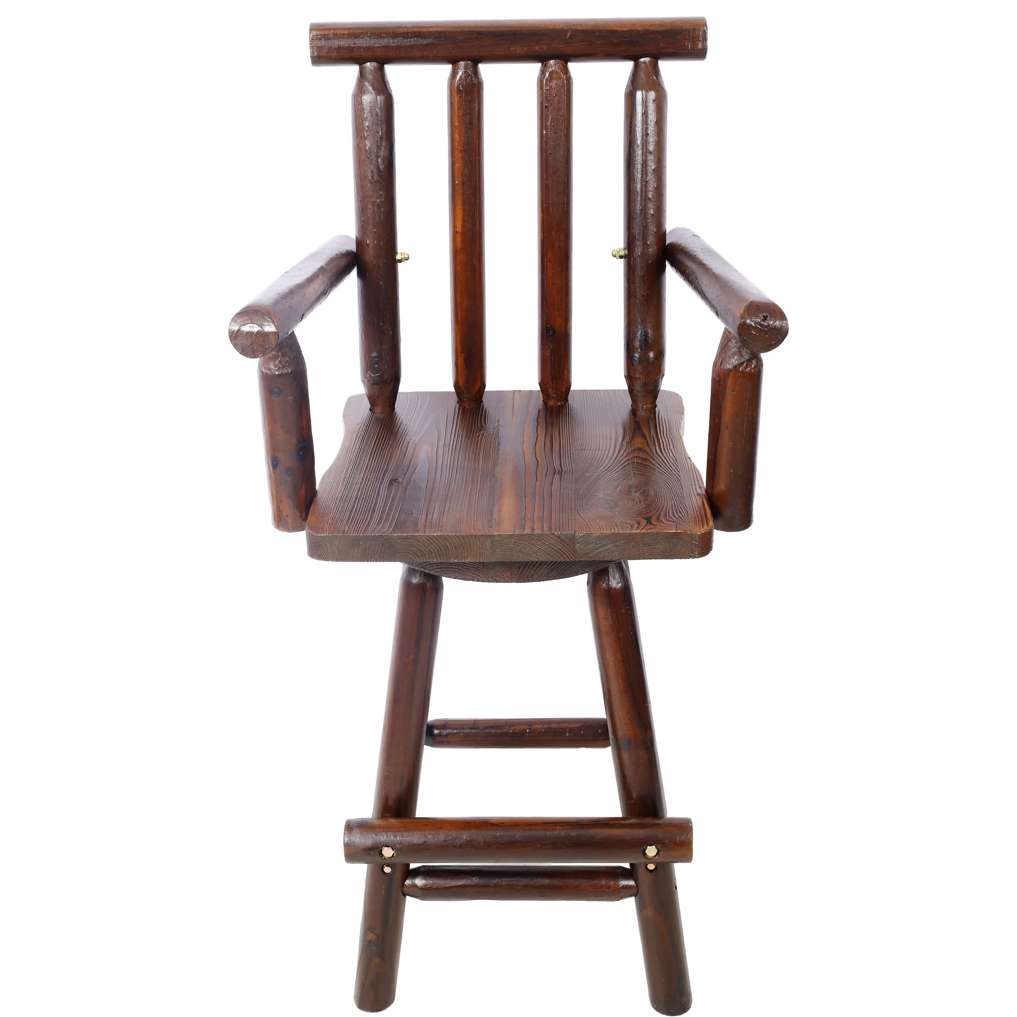 Rustic Bar Stool, Fir Wood Construction, Wide Armrest - Image 7