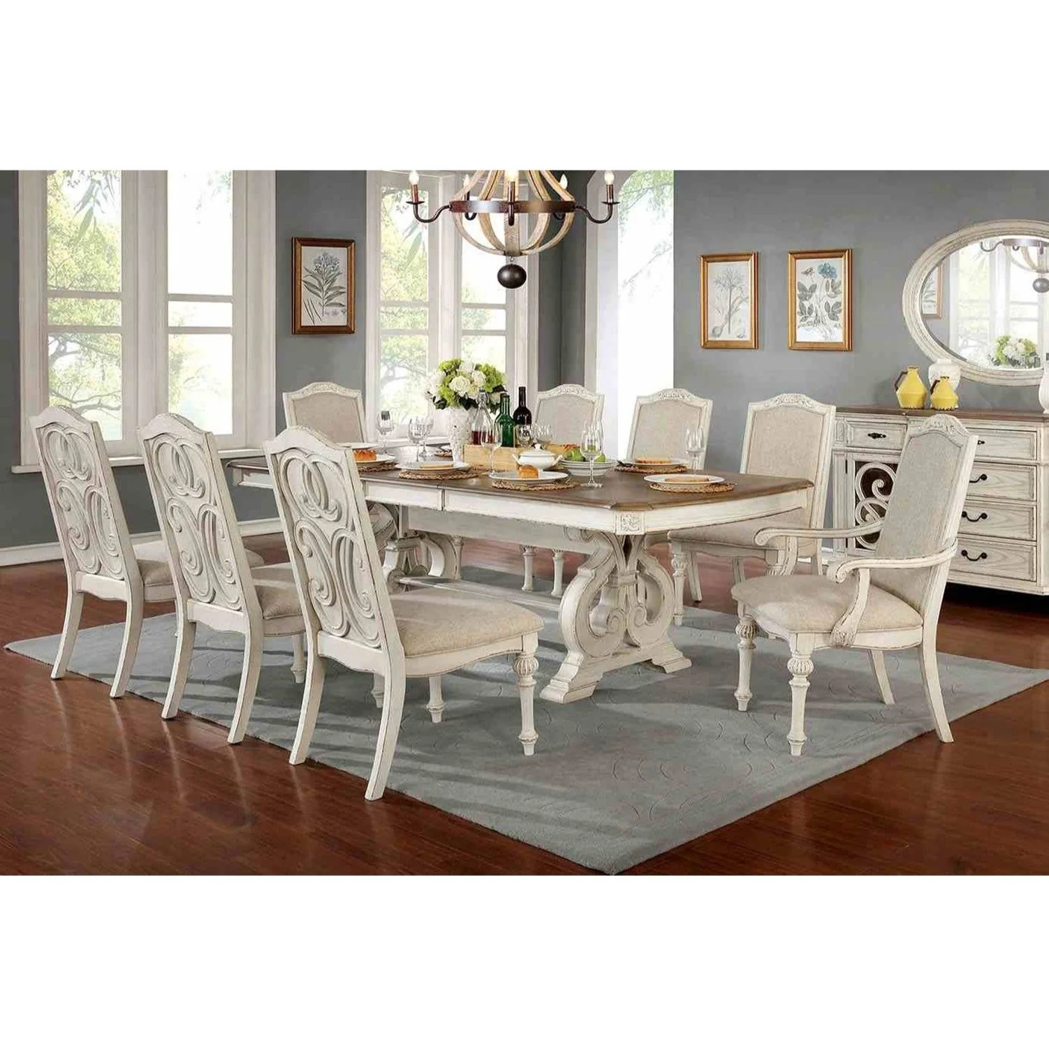 Rustic Dining Set With Table And Upholstered Chairs - Image 4