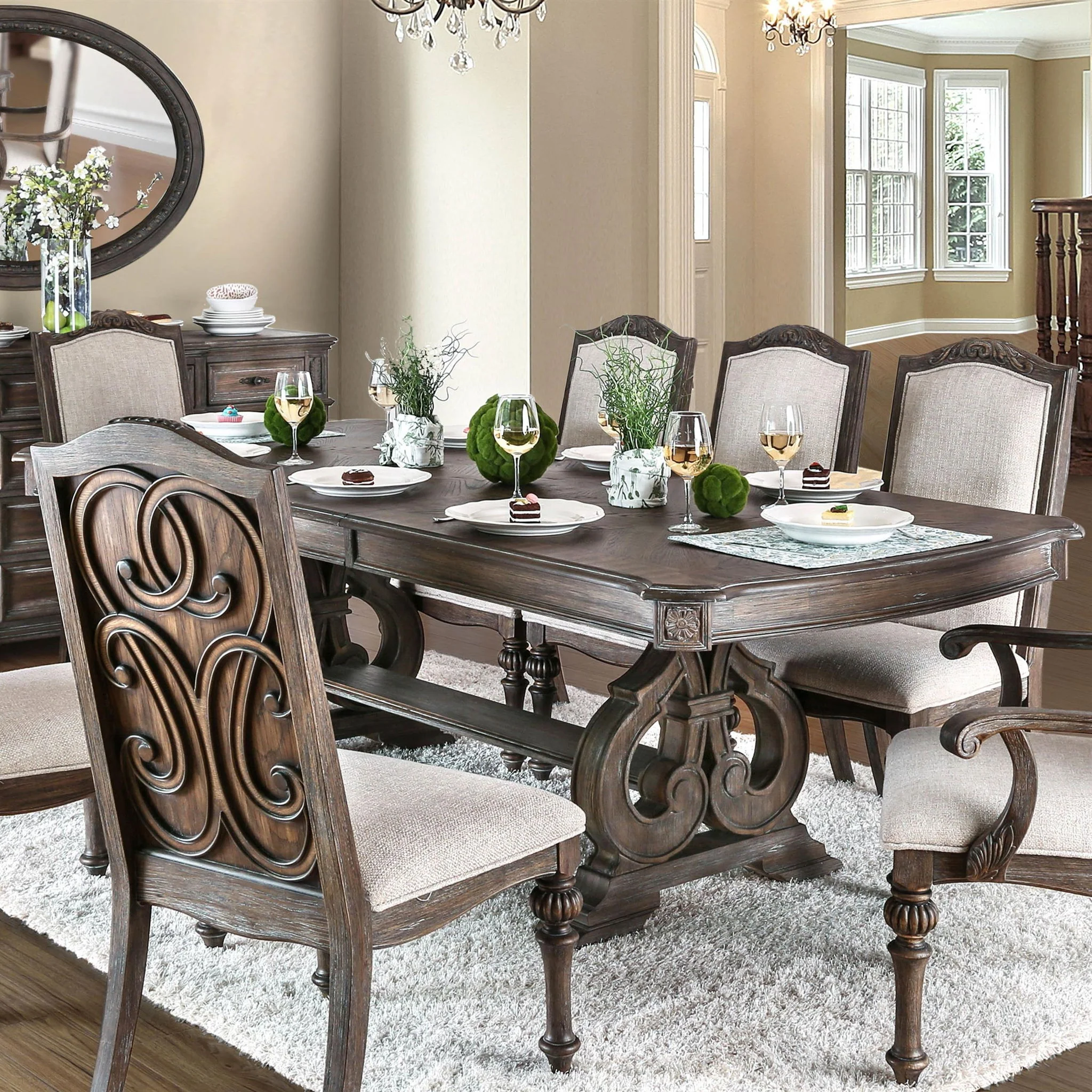 Rustic Dining Set With Table And Upholstered Chairs - Image 5
