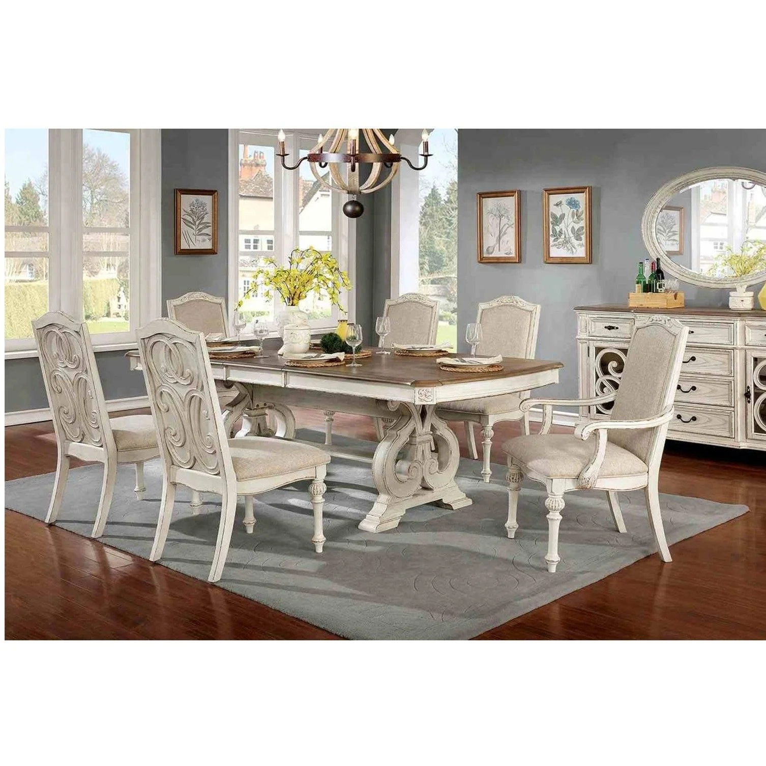 Rustic Dining Set With Table And Upholstered Chairs - Image 6