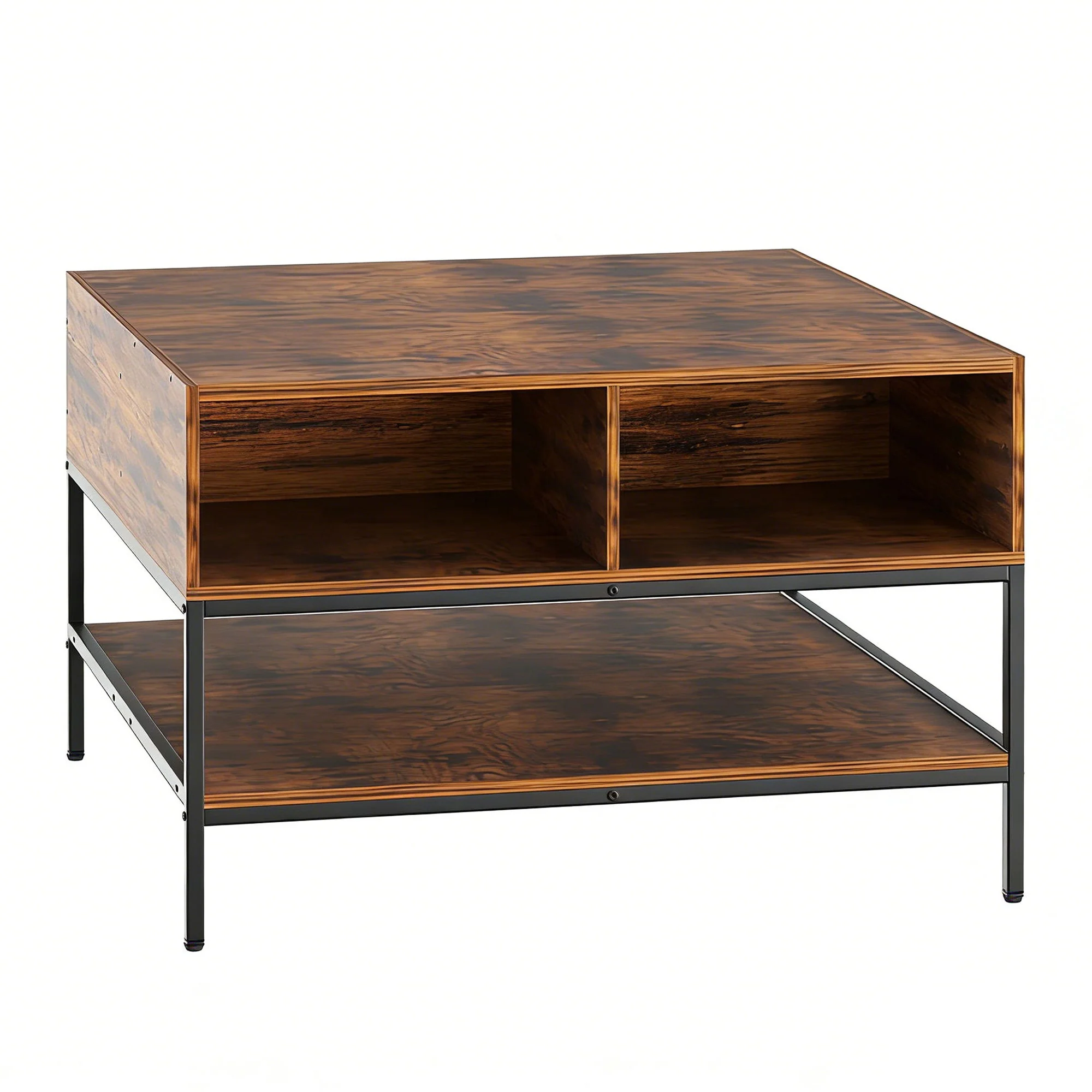 Rustic Flip Top Coffee Table With Hidden Storage - Black / Brown