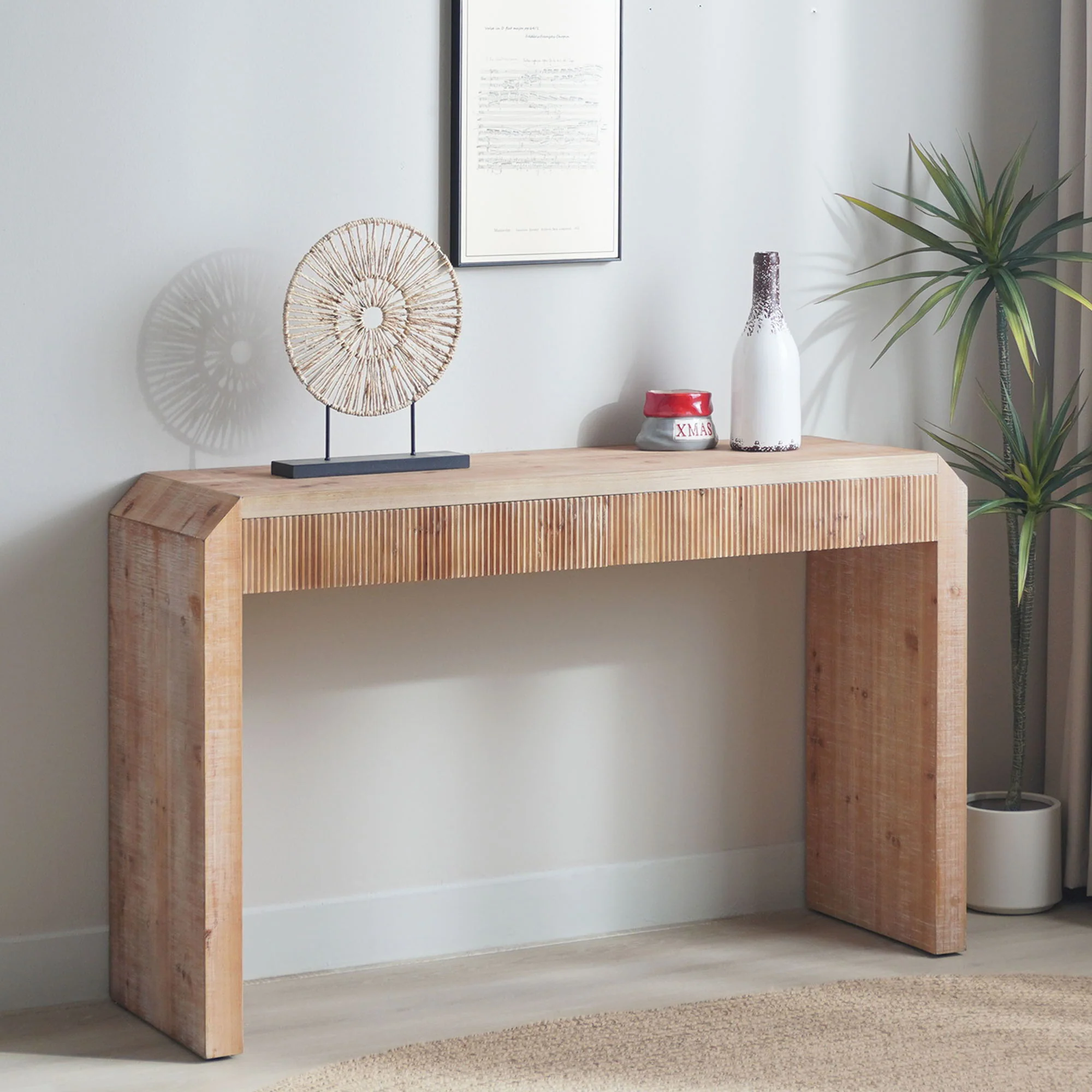 Rustic Modern Console Table With Drawer Storage - Natural Wood - Image 3