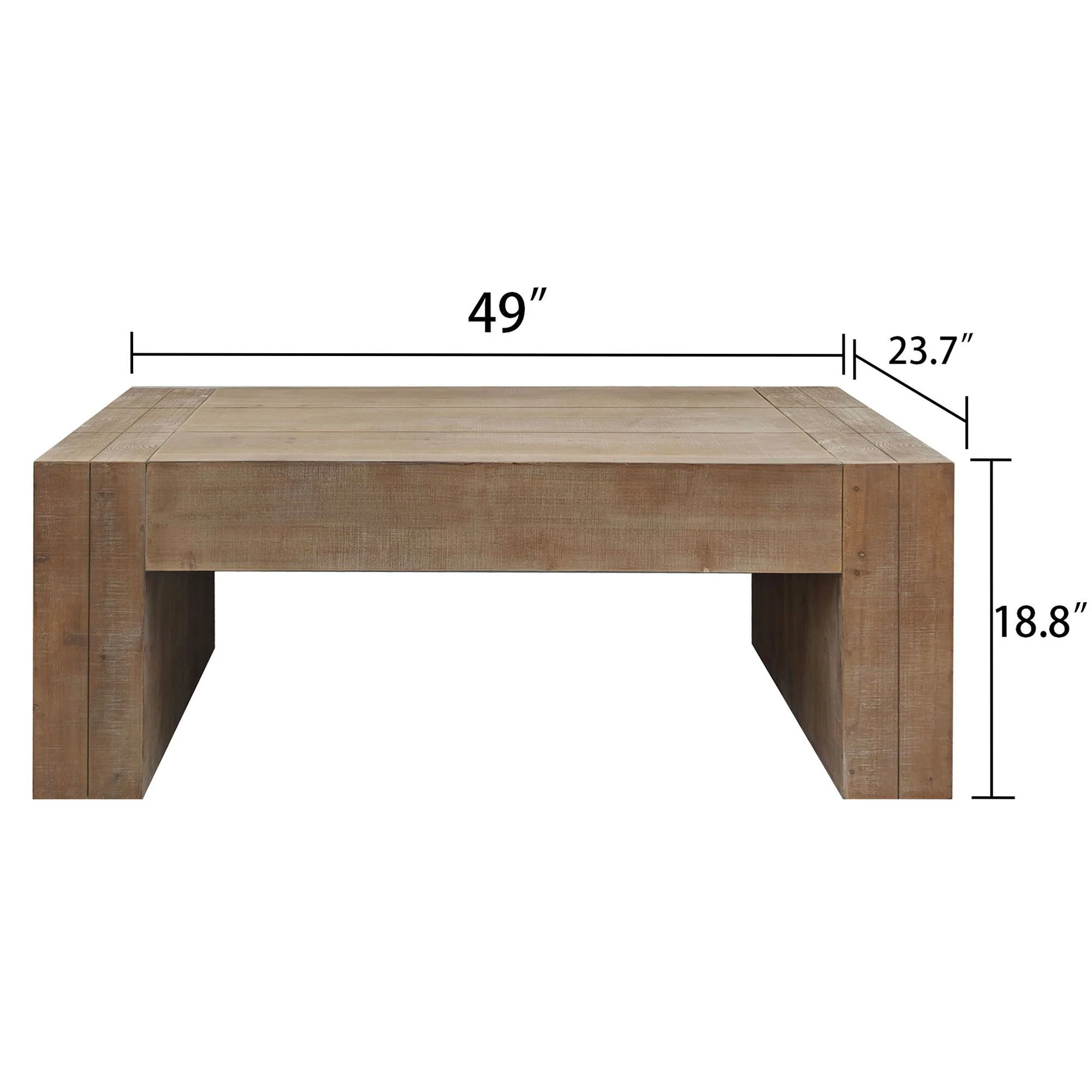 Rustic Wood Coffee Table Modern Farmhouse Rectangular Table For Living Room - Natural / Natural Multi / Natural Wood / Natural / Rustic - Image 3
