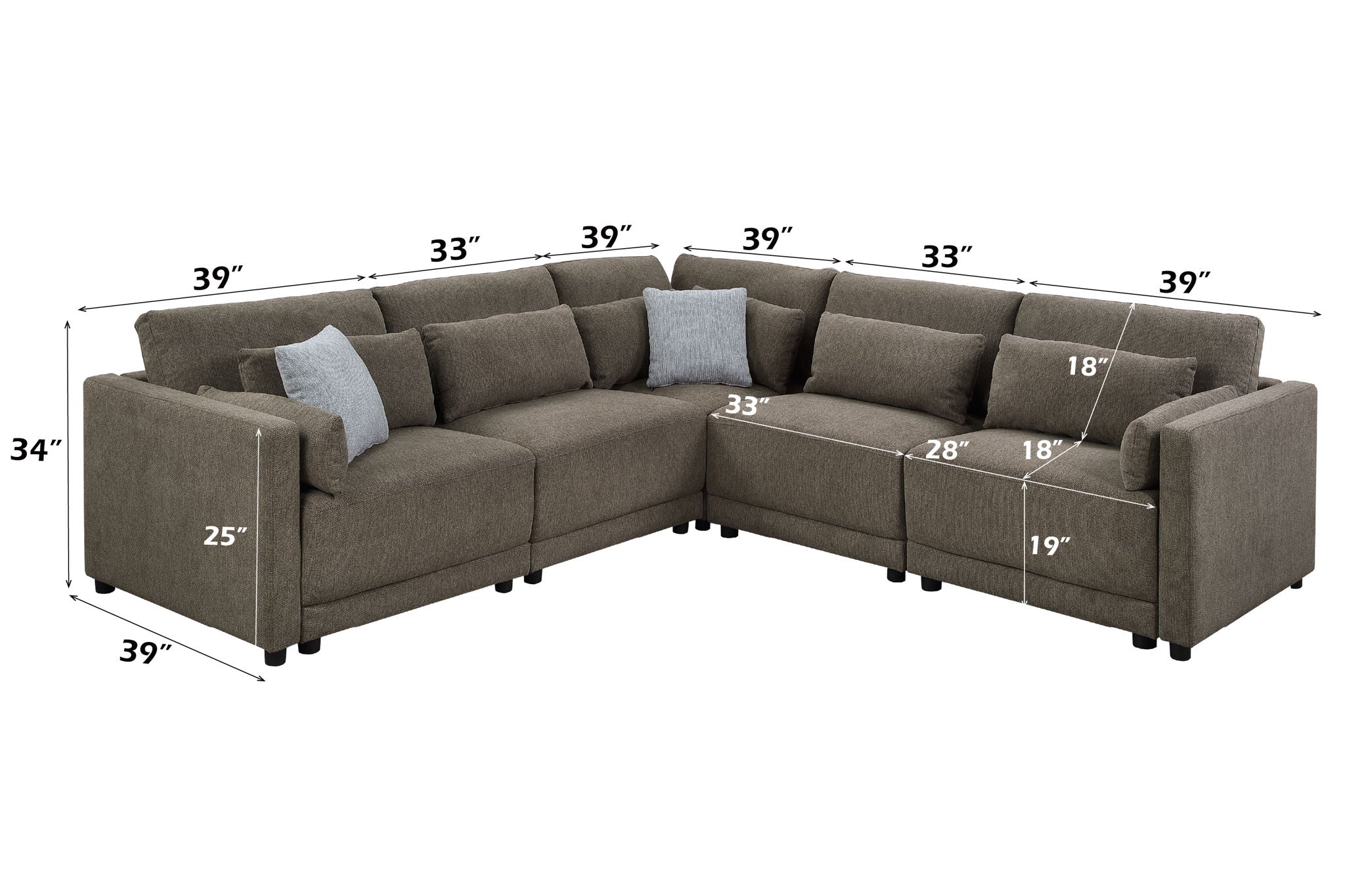 Rylie - Modular Sectional Sofa With Toss Pillows - Image 7