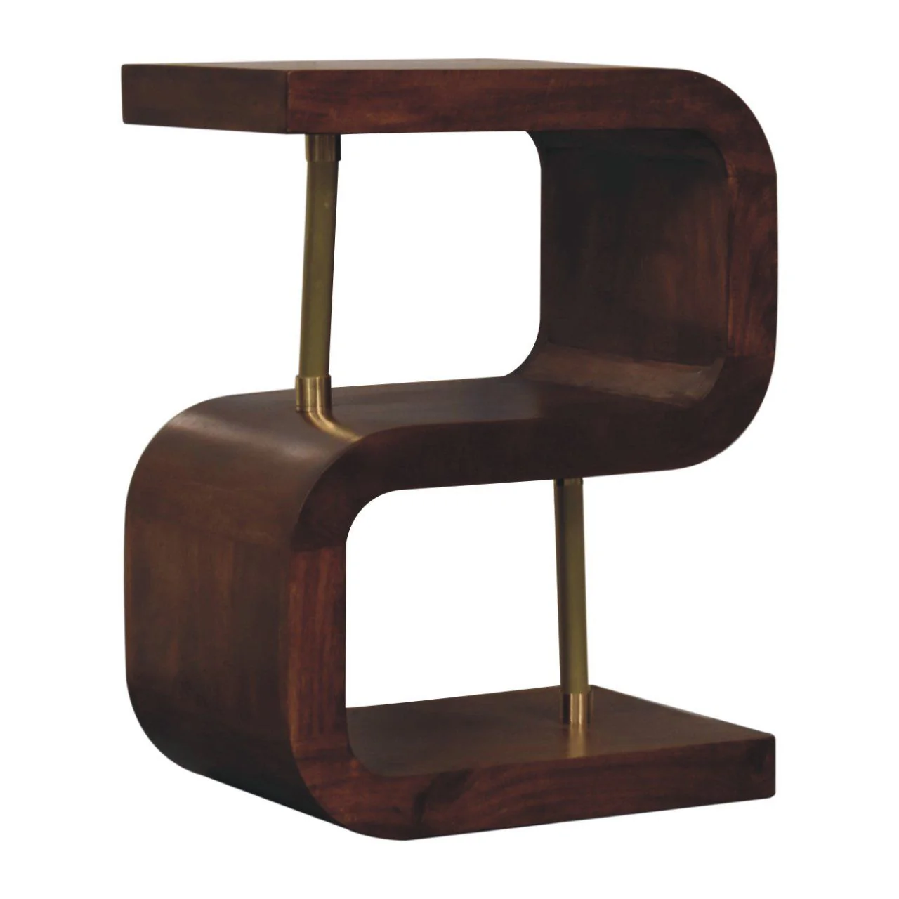 S Curve Brass Bedside Table - Dark Brown - Image 2