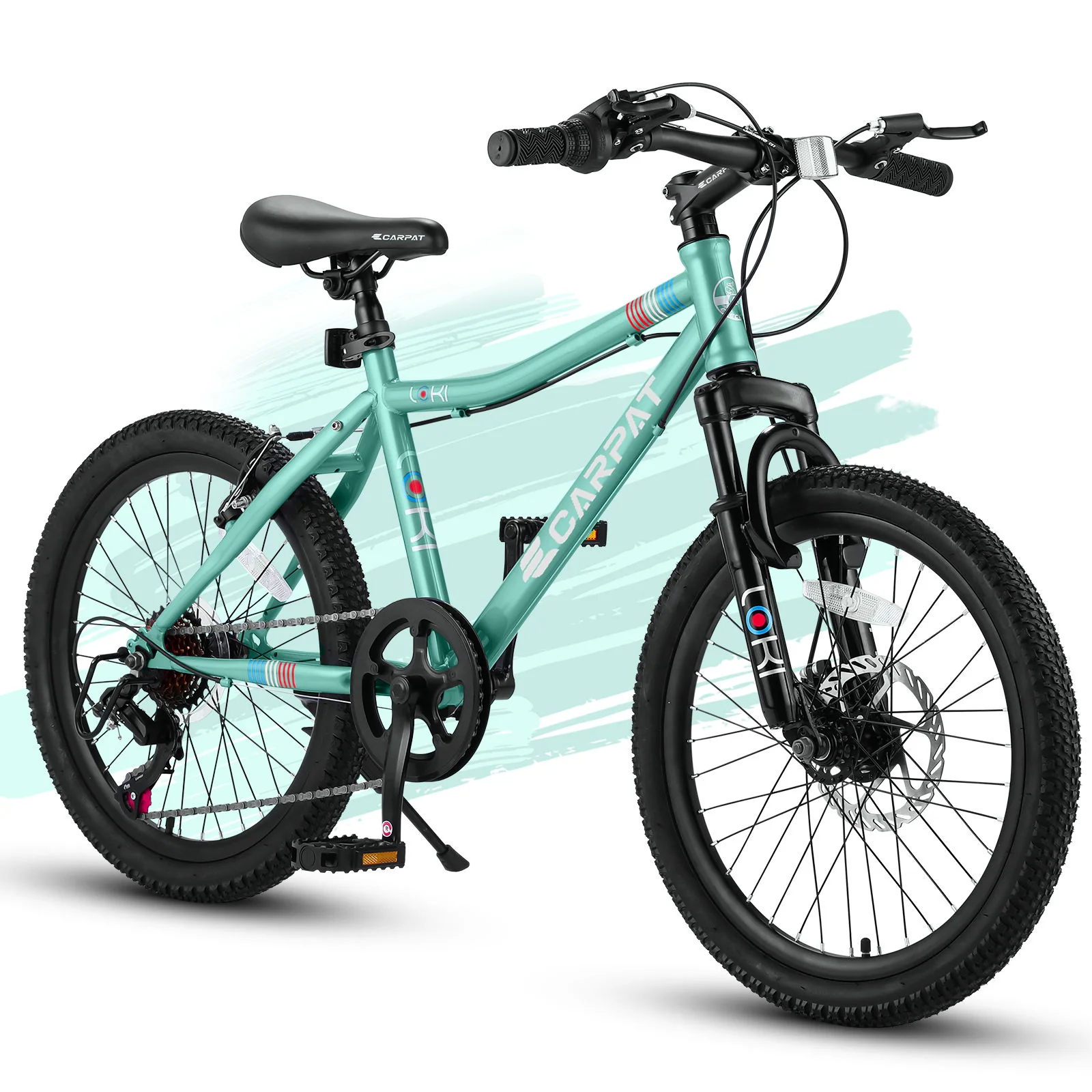 S20101 20" Kids' Bike, Boys Girls Mountain Bike Ages 8-12, 7 Speed Teenager Children Kids' Bicycles, Front Suspension Disc Brake Rear V-Brake, High Steel Frame - Image 4