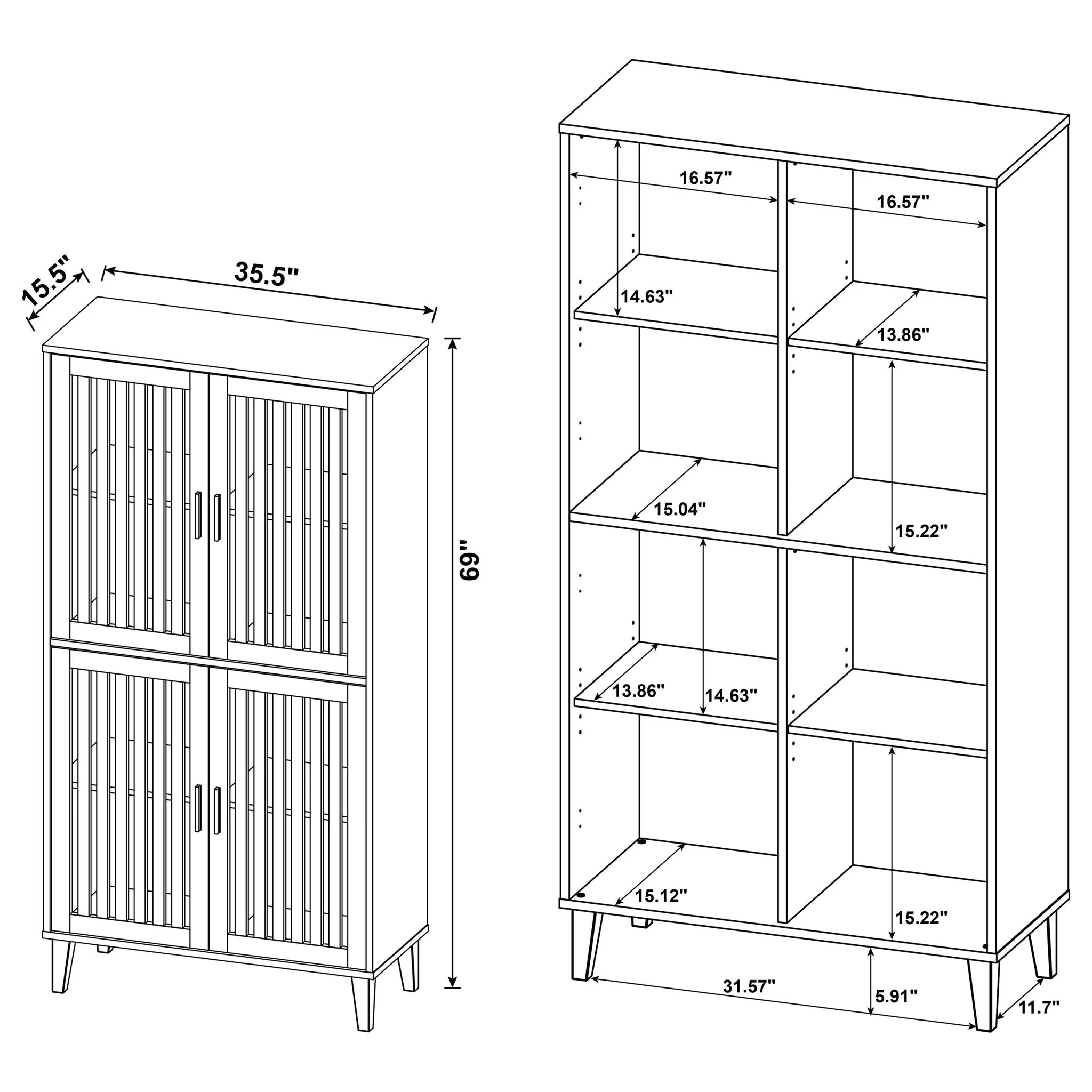 Sakai - 4 Door Tall Accent Cabinet With Slatted Doors - Brown - Image 3