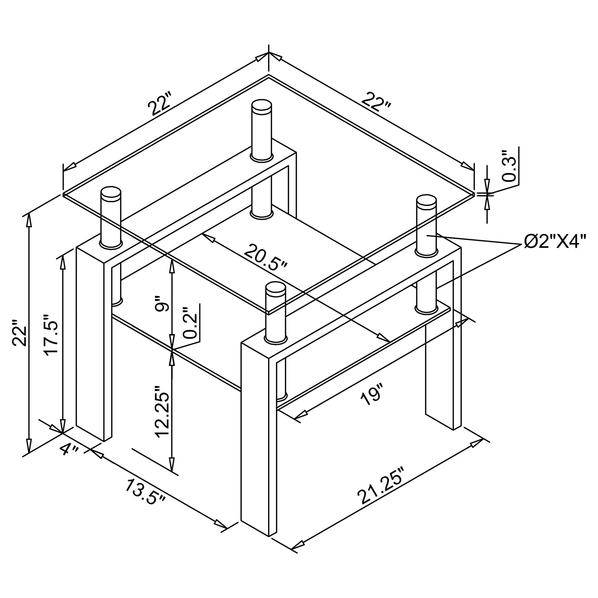 Samantha - 1 Shelf Square End Table - Black - Image 3