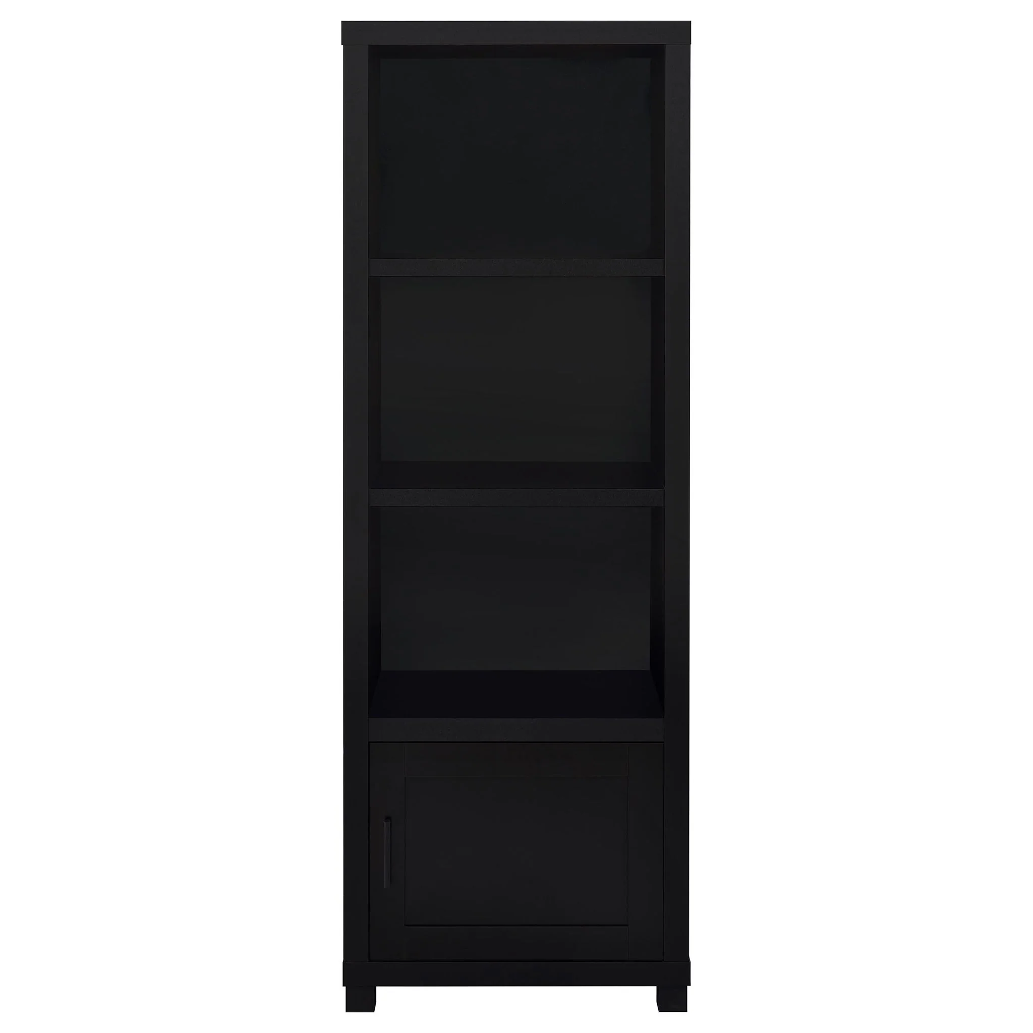 Sandl - 3 Shelf Media Tower With Cabinet Storage Solution - Black - Image 3