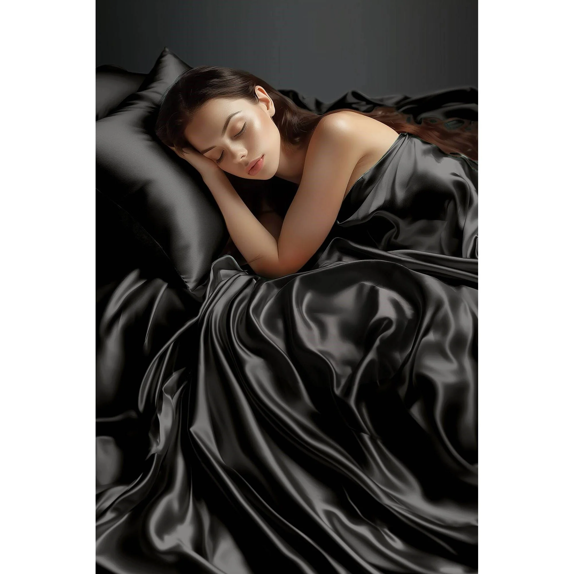 Satin - 4 Piece Twin Luxury Sheet Set - Black - Image 4