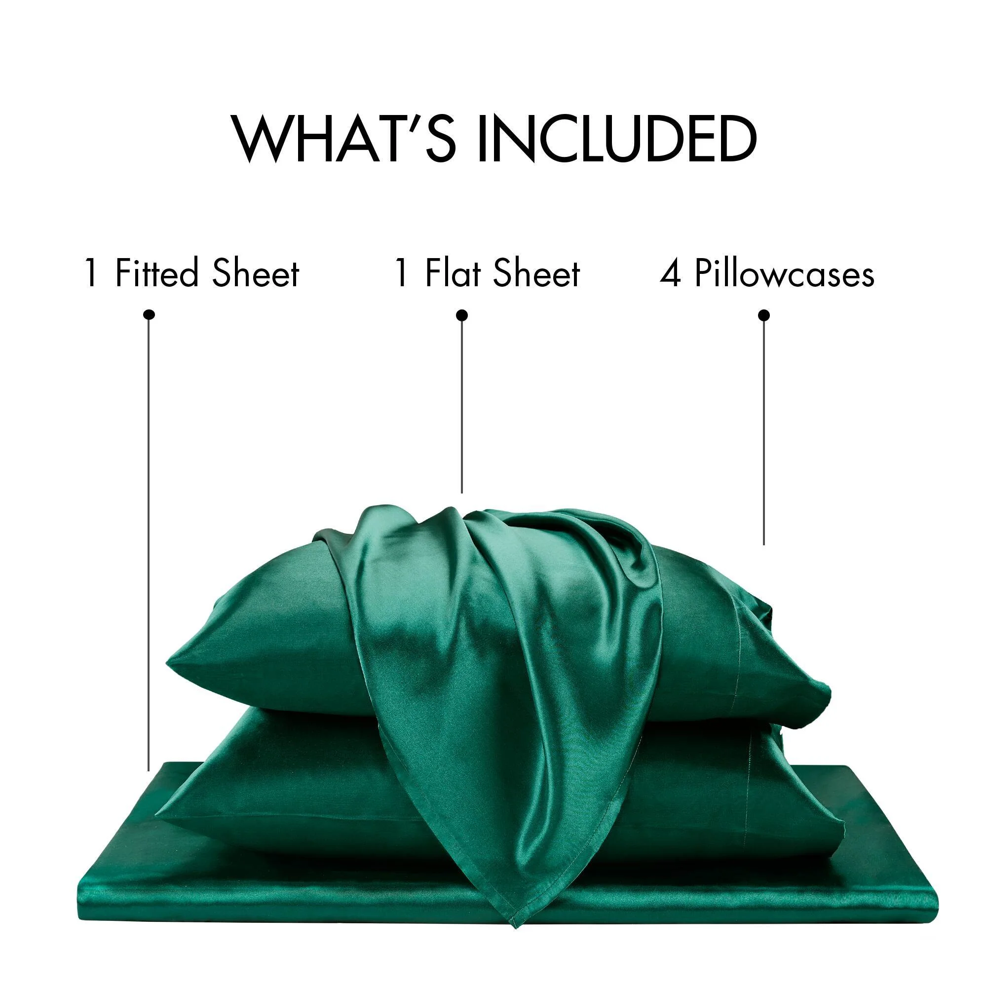 Satin - 4 Piece Twin Luxury Sheet Set - Emerald - Image 2