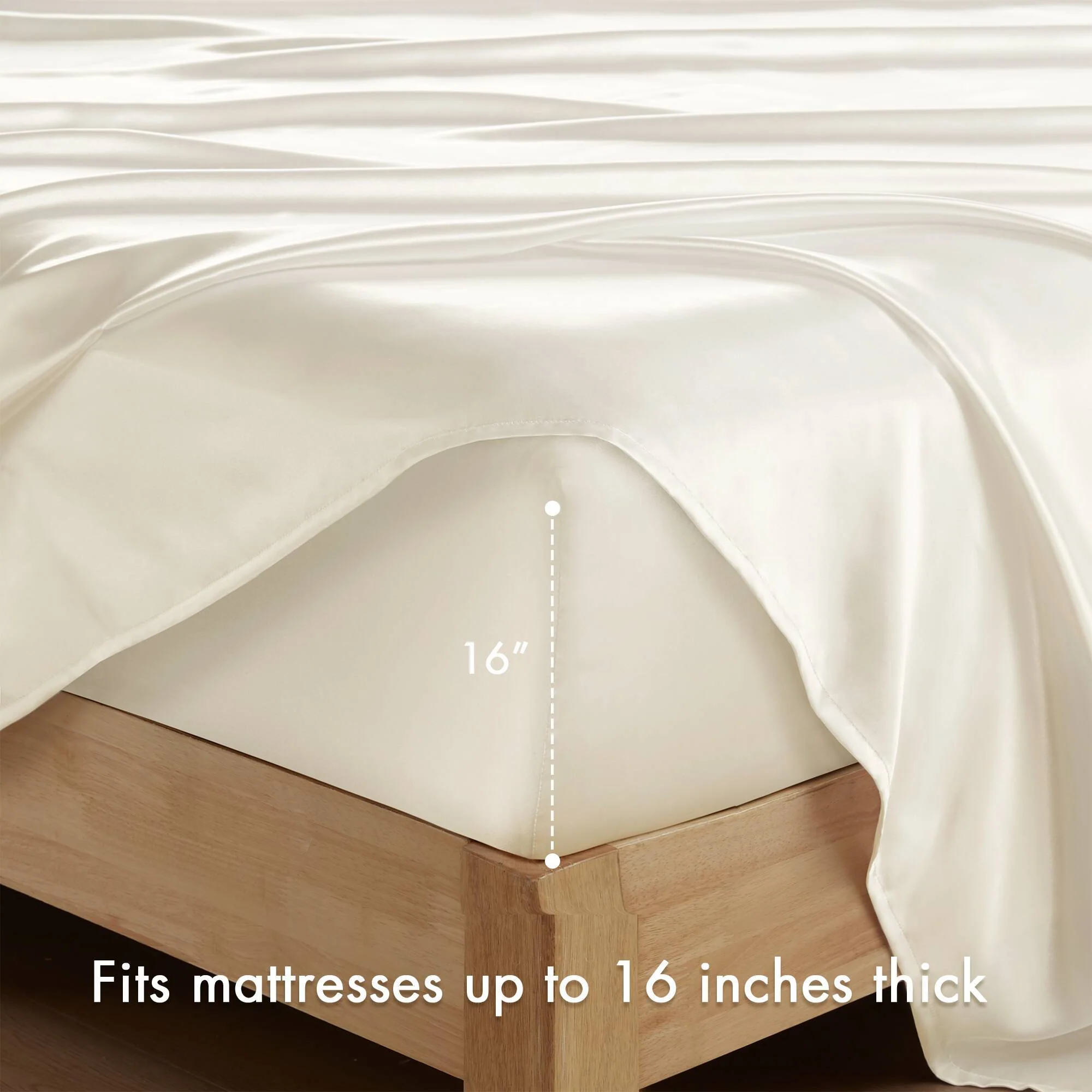 Satin - 4 Piece Twin Luxury Sheet Set - Ivory - Image 4