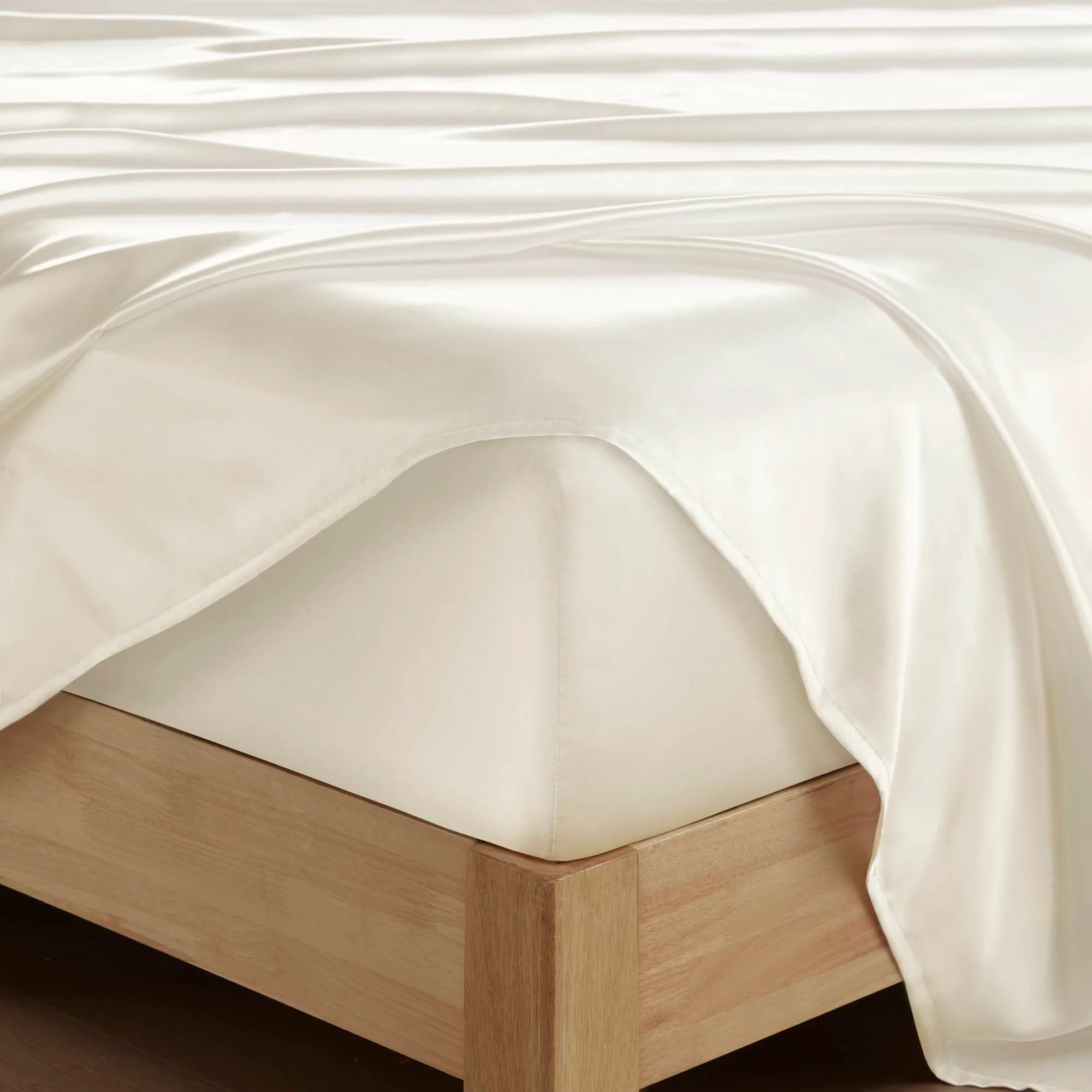 Satin - 7 Piece Split King Luxury Sheet Set - Ivory - Image 3