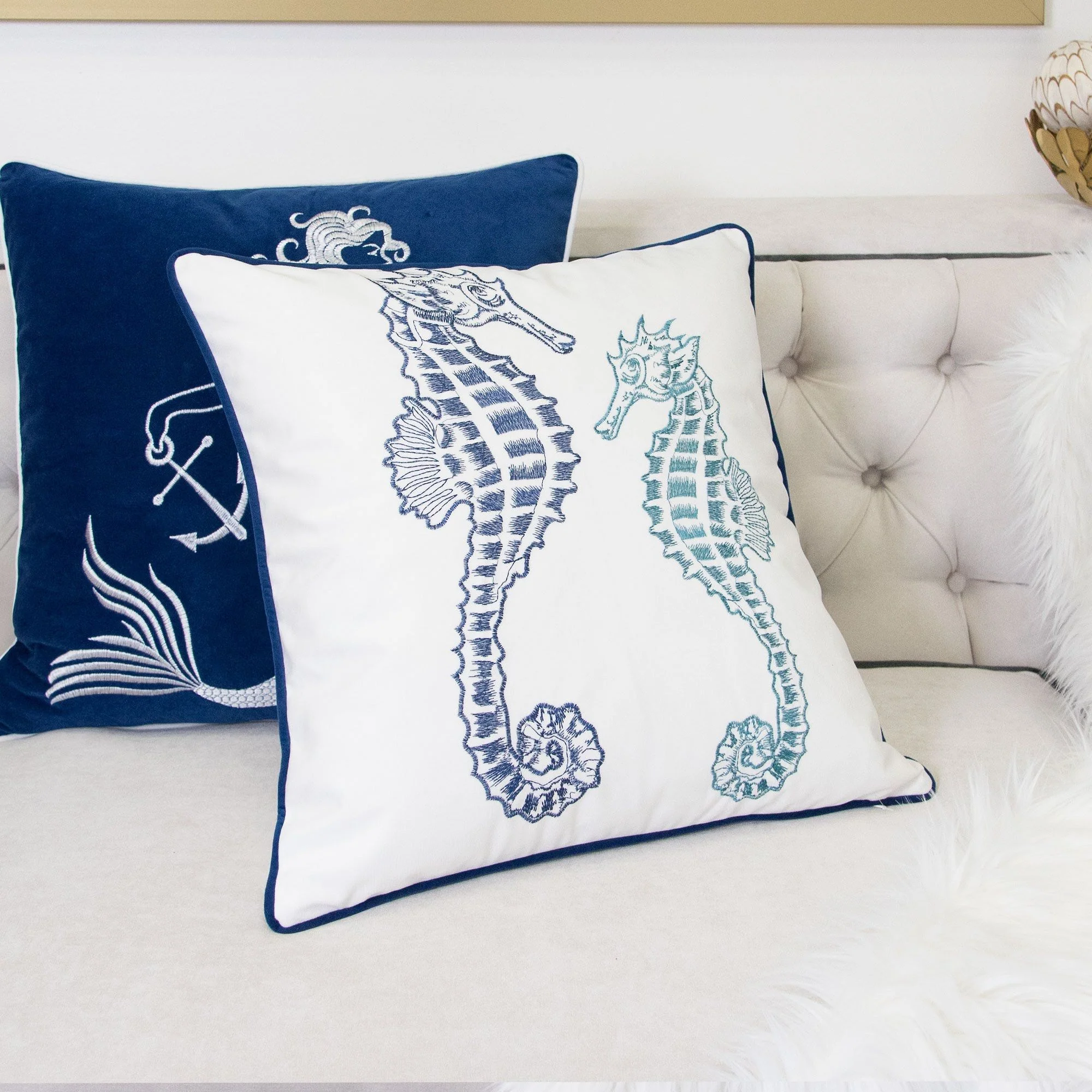 Seahorses Pillow Cover With Matching Back - Image 4