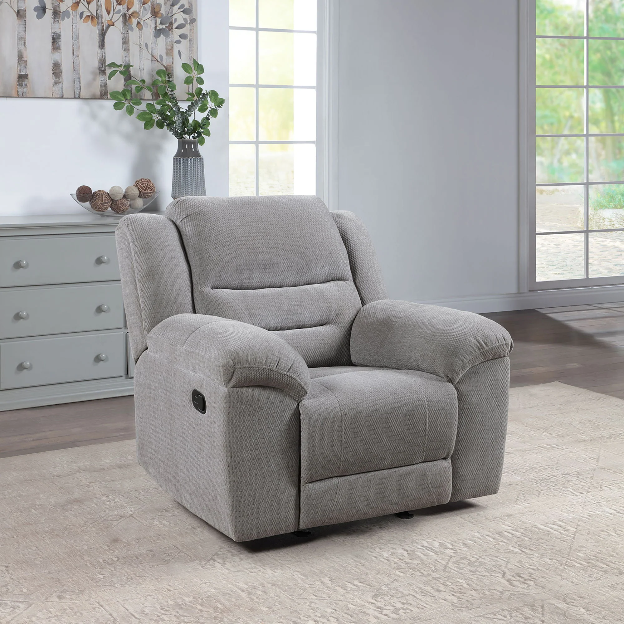 Sebring - Upholstered Glider Recliner Chair With Manual Recline And Smooth Gliding Motion - Gray - Image 3