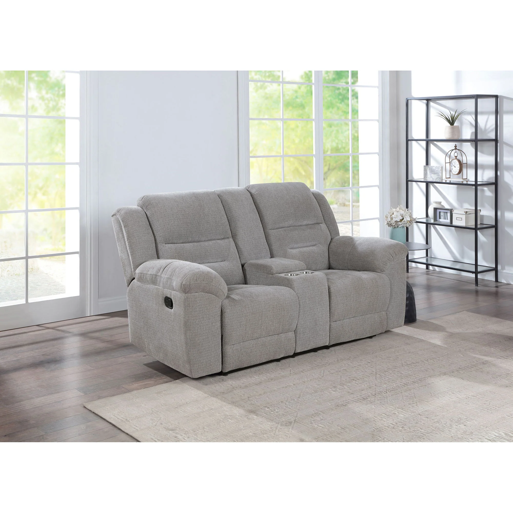 Sebring - Upholstered Manual Reclining Loveseat With Center Storage Console - Gray - Image 3