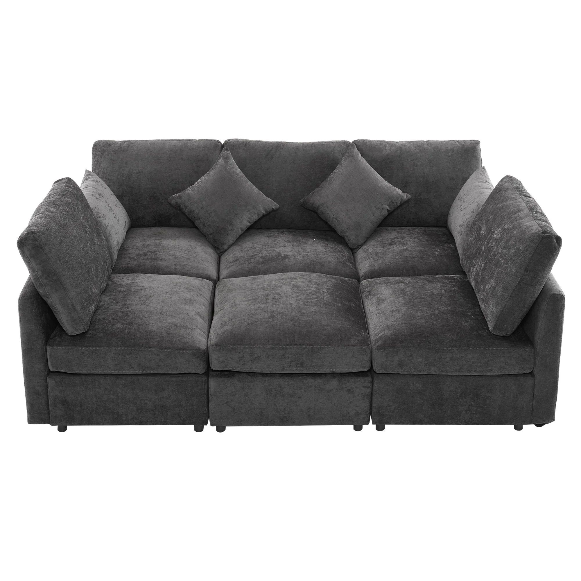 Sectional Sofa Modular U-Shaped With Ottoman & USB Ports - Image 4