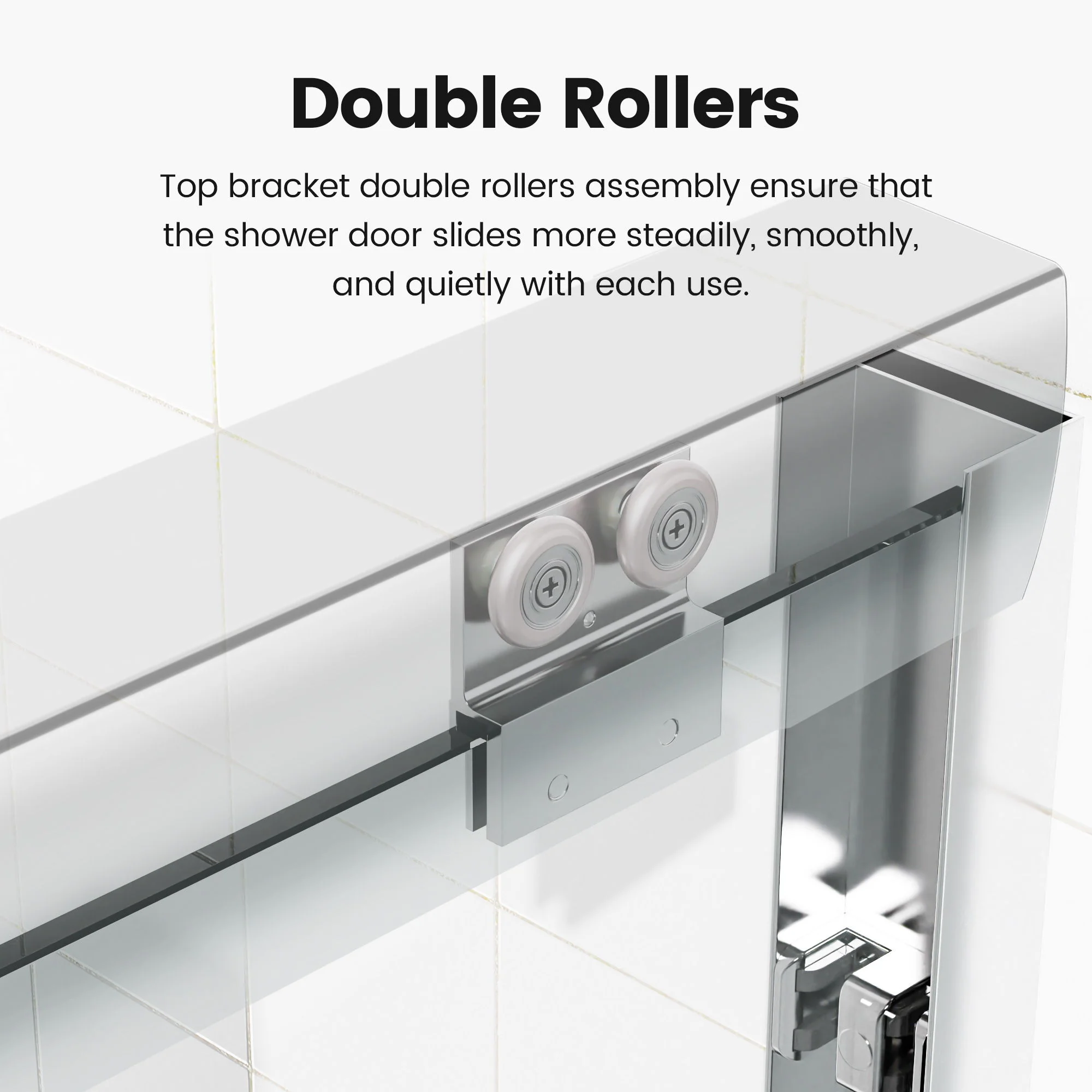 Semi-Frameless Double Sliding Shower Door, Bypass Shower Door, 1 / 4" (6Mm) Thick SGCC Tempered Glass Door - Image 21