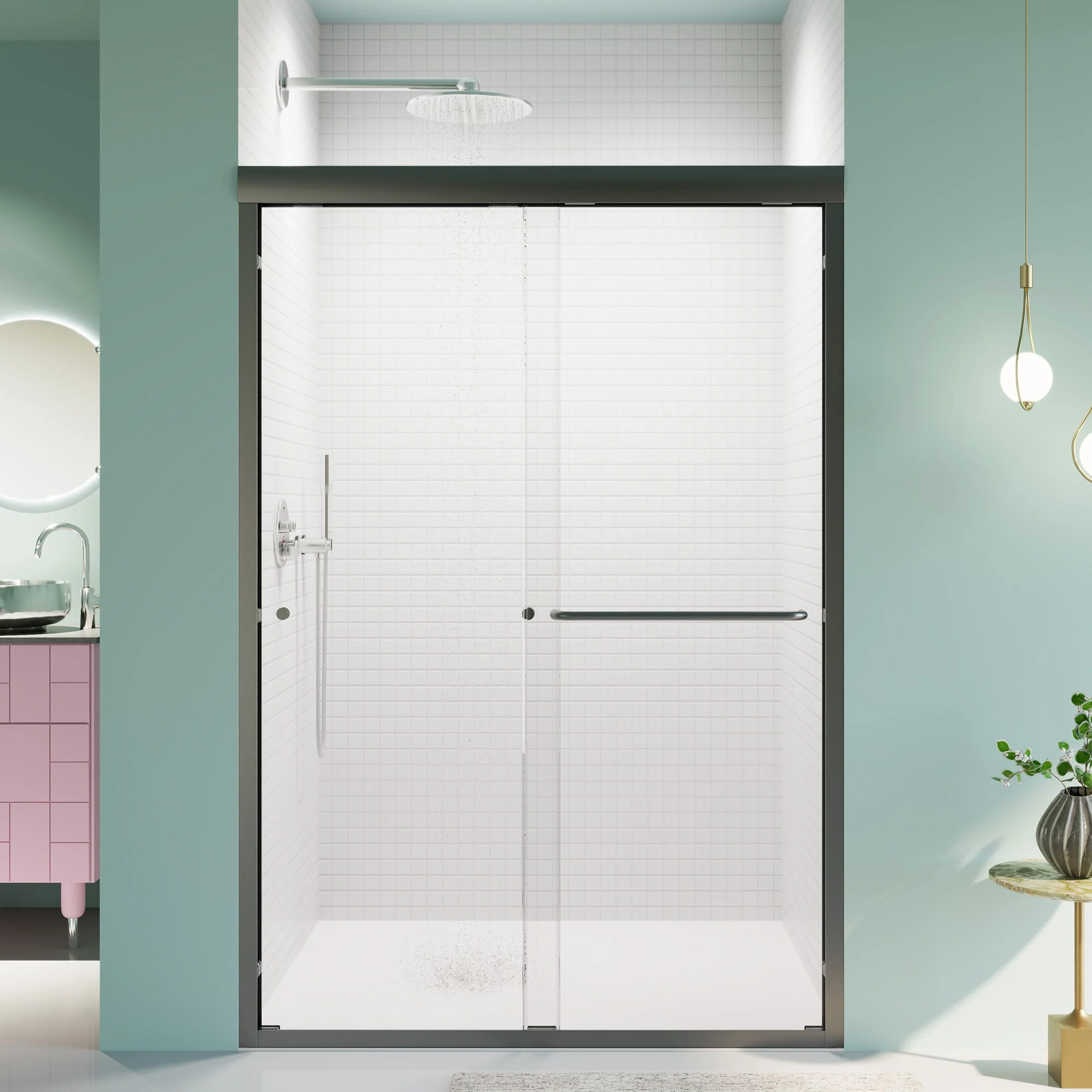 Semi Frameless Double Sliding Shower Door With Tempered Glass - Image 5