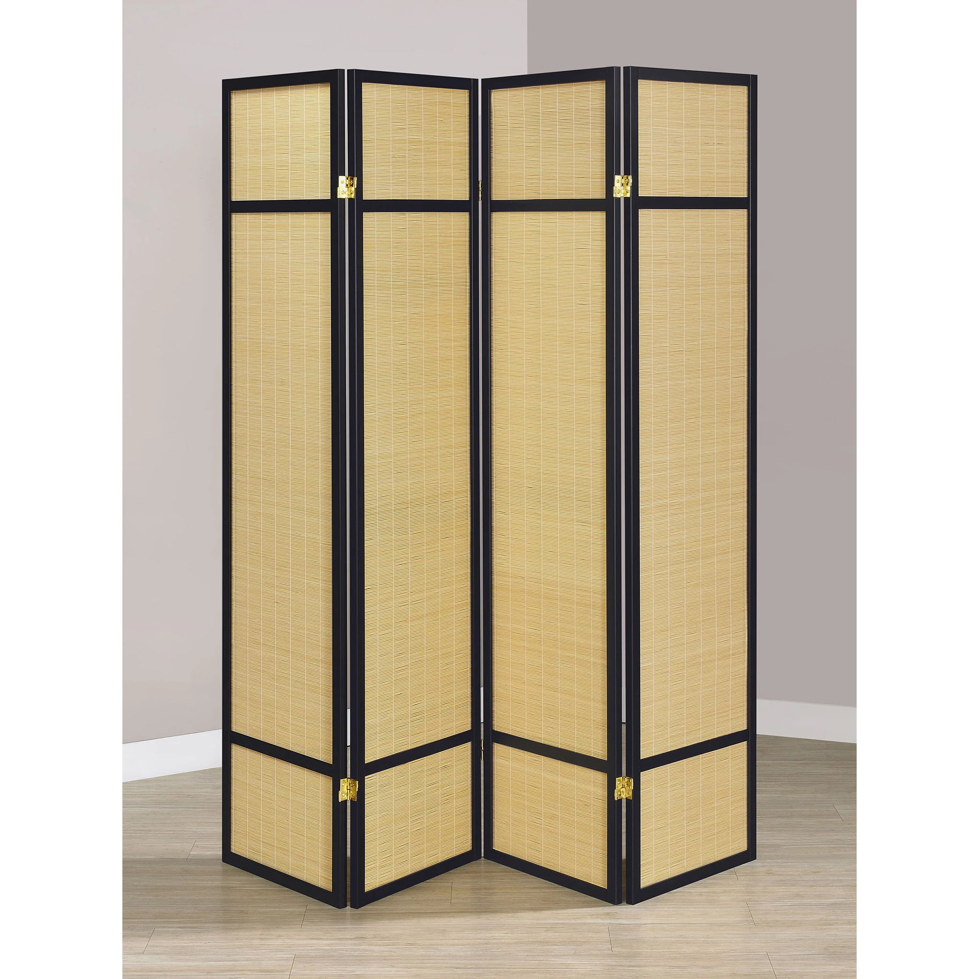 Sensei - 4 Panel Bamboo Room Divider Folding Screen - Natural - Image 2