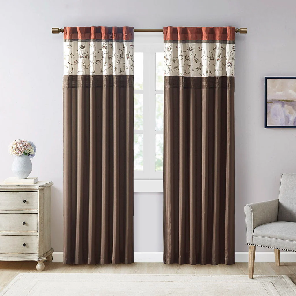 Serene - Embroidered Window Panel - Spice