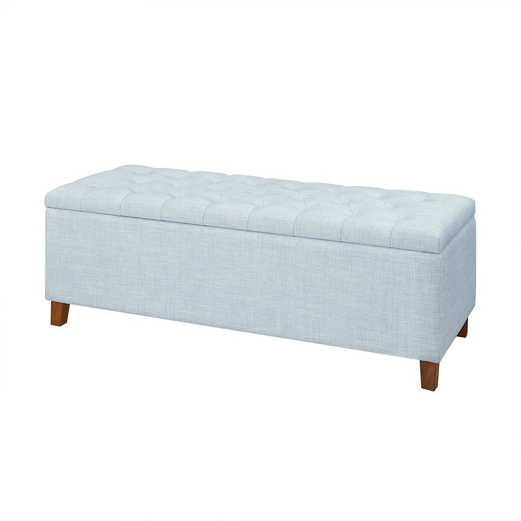 Shandra - Tufted Top Upholstered Storage Bench - Light Blue - Image 3