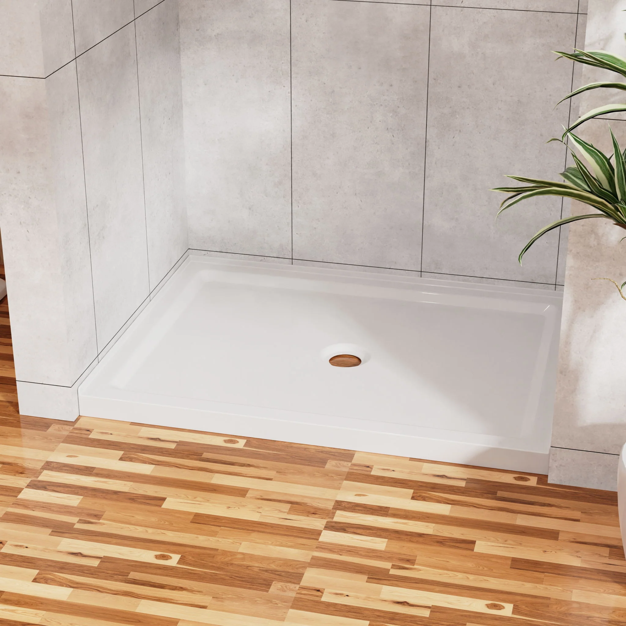 Shower Base Anti Slip Center Drain Single Threshold 32" X 48" - White - Image 4