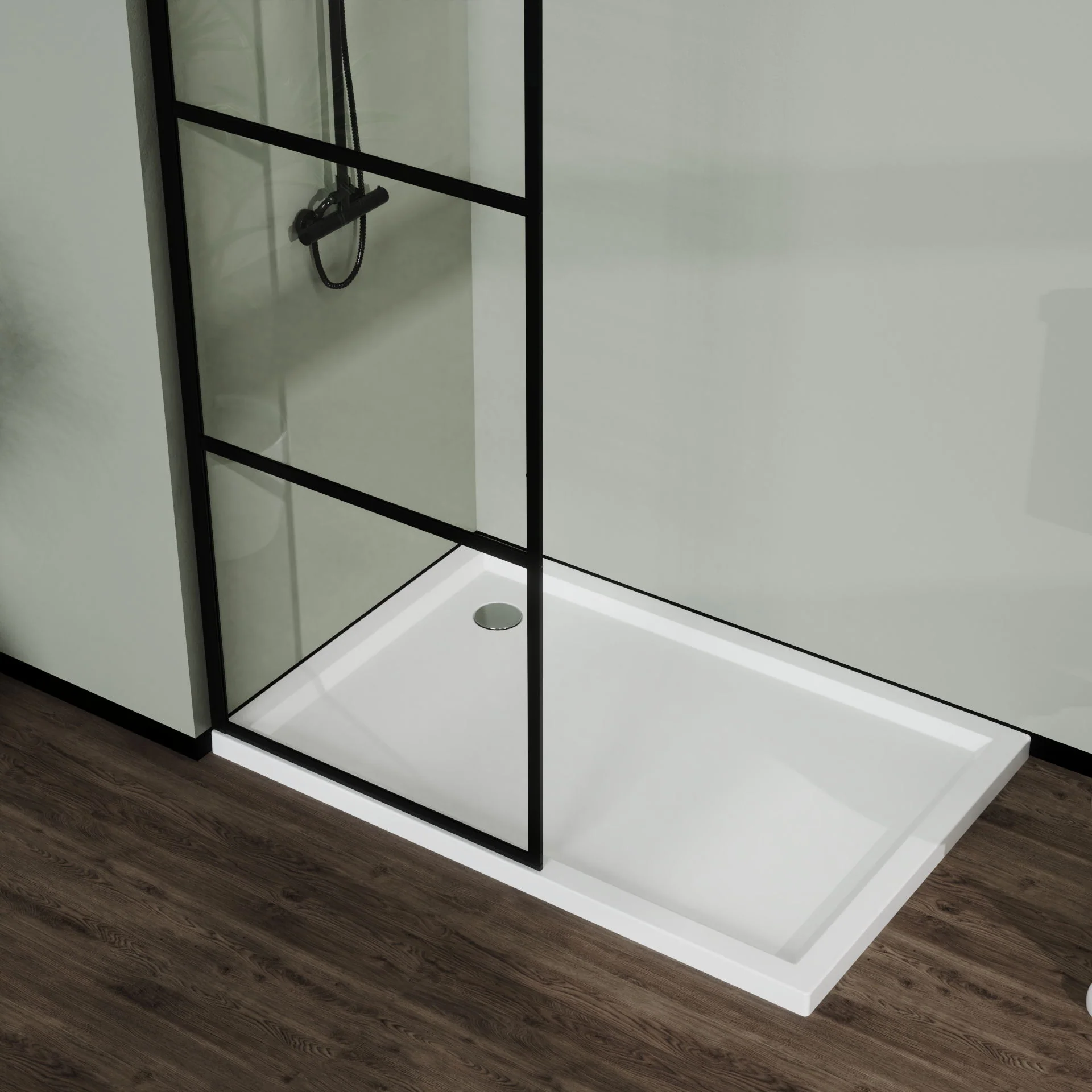 Shower Screen Door Walk In Wet Room, 3 Panel Style - Black - Image 4
