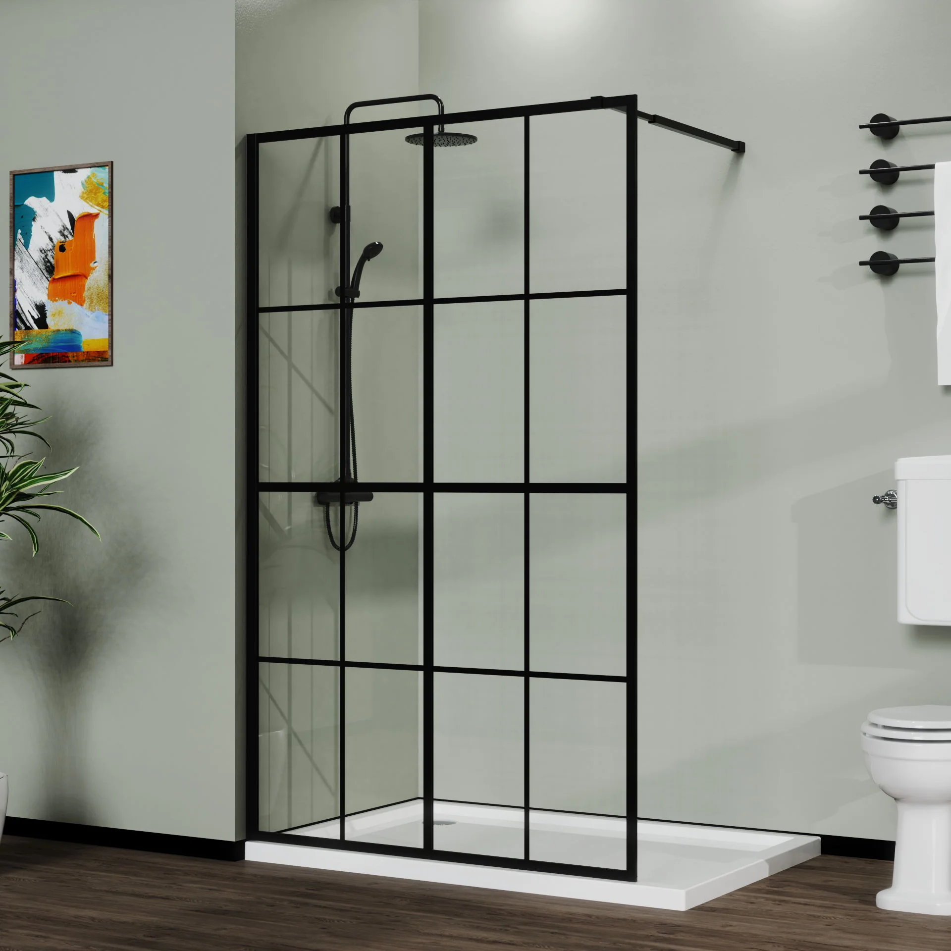 Shower Screen Walk In Wet Room - Black - Image 4