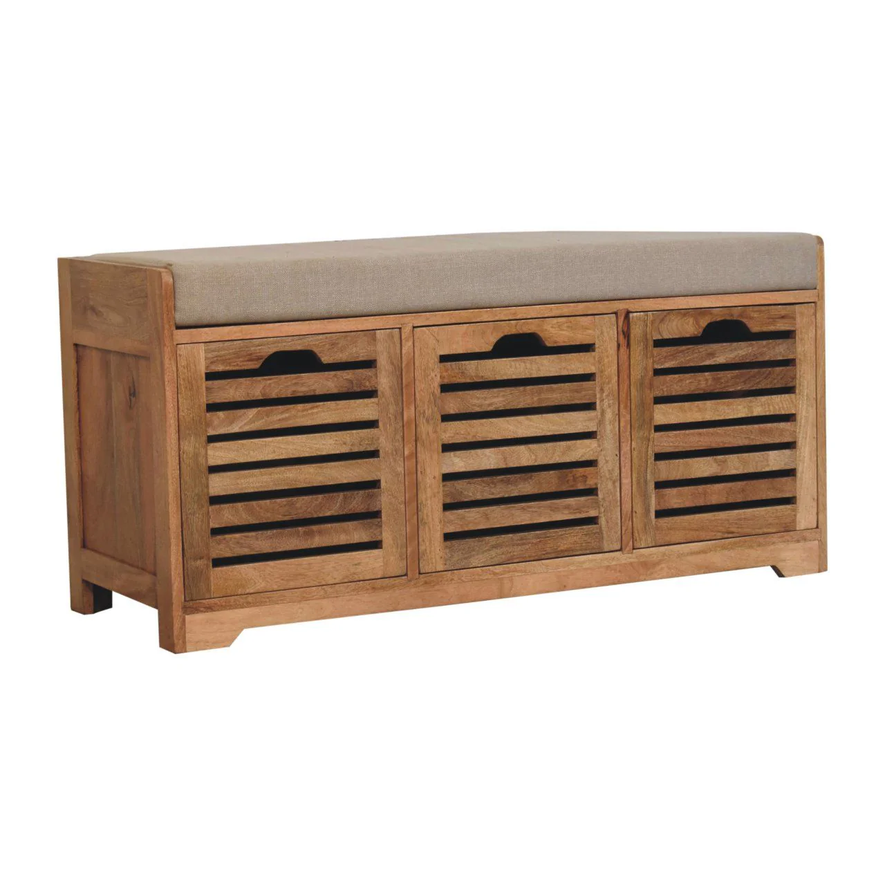 Shutter Shoe Bench, 3 Drawer - Oak - Image 4