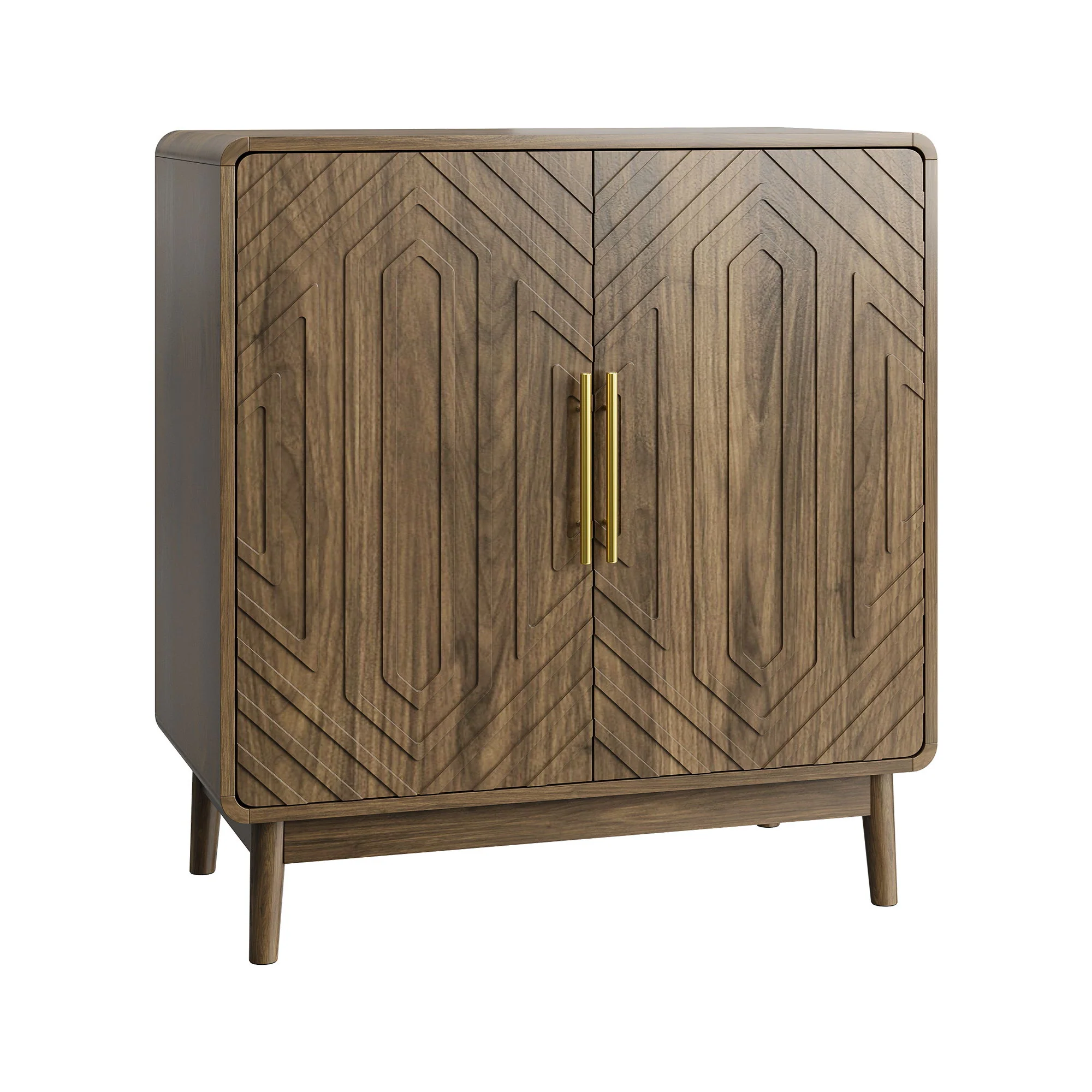 Sideboard Buffet Cabinet With Carved Doors And Adjustable Layer Board - Image 2