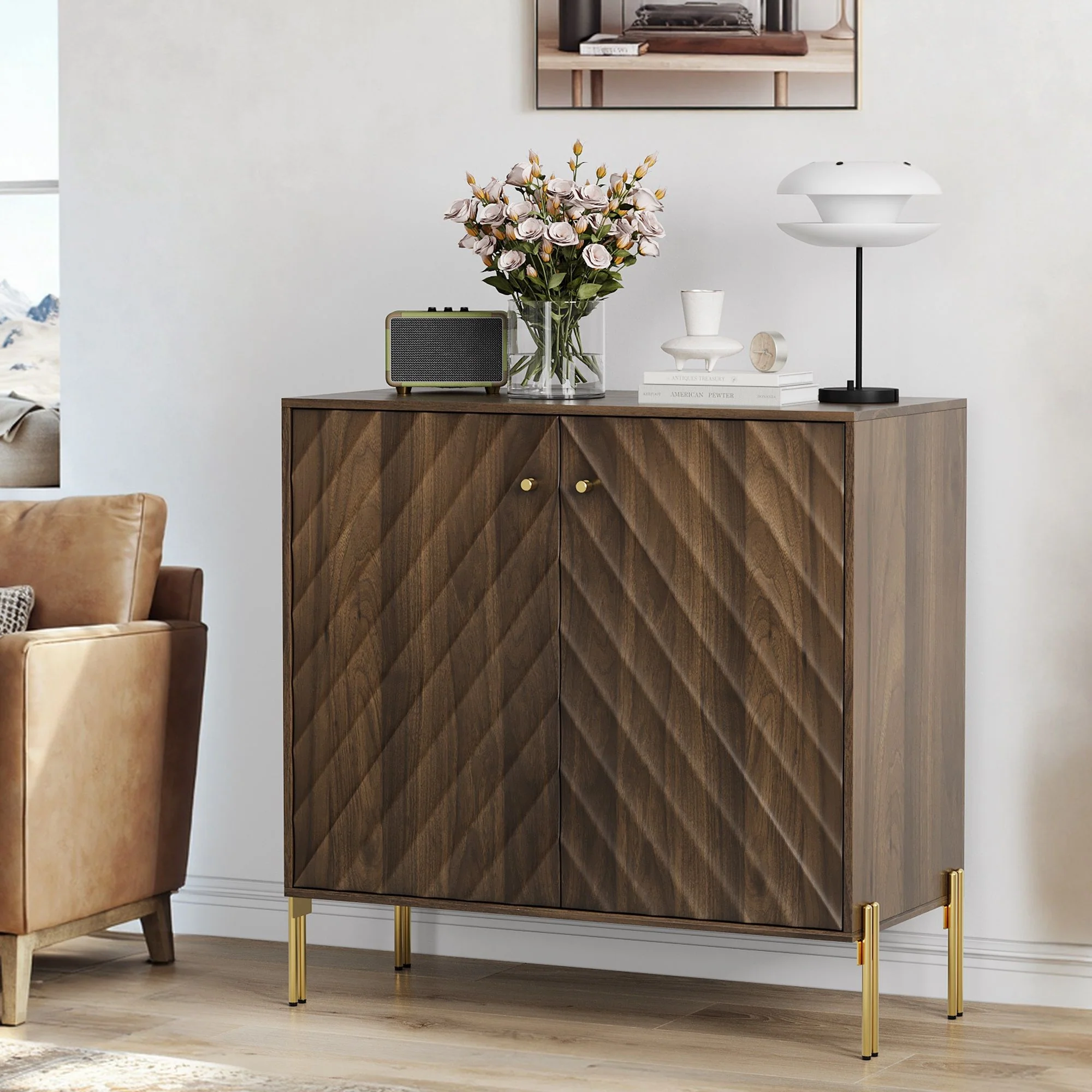 Sideboard Buffet With Storage For Living Room - Walnut - Image 3