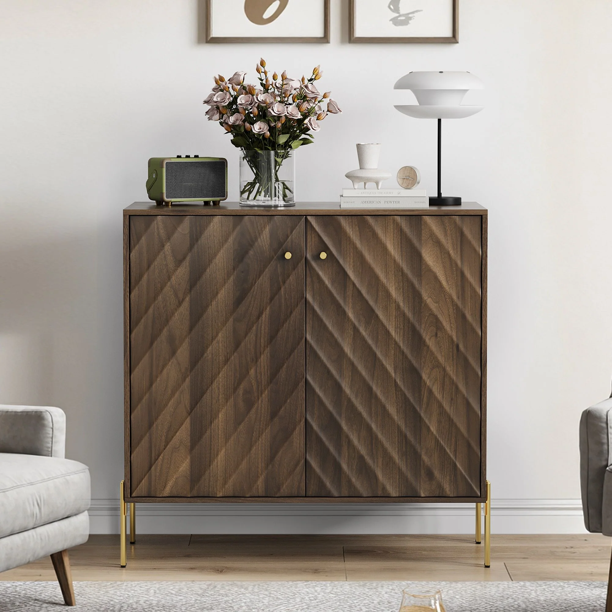 Sideboard Buffet With Storage For Living Room - Walnut - Image 4