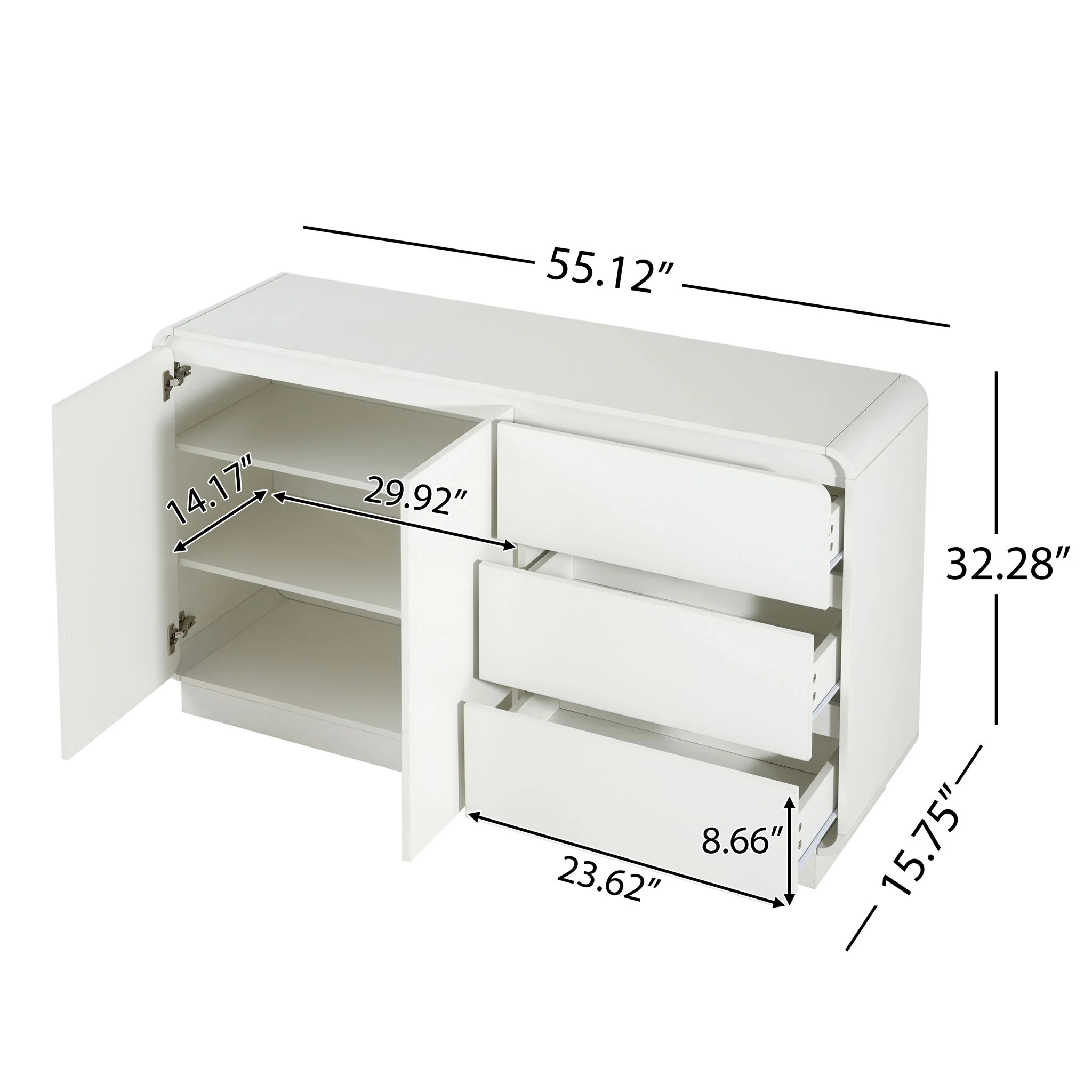 Sideboard, Wide Storage With 2 Doors And 3 Drawers - Image 3
