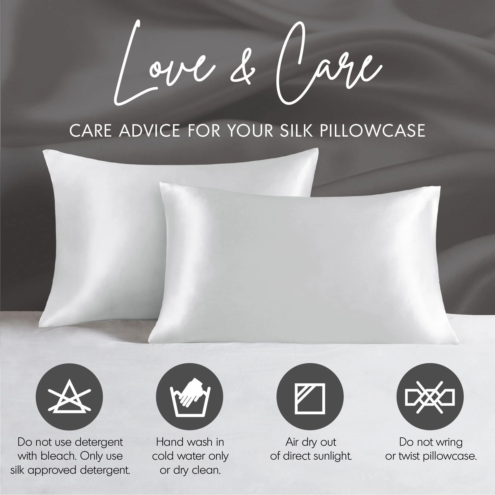 Silk - 100% Mulberry Single Queen Pillowcase - Black - Image 2