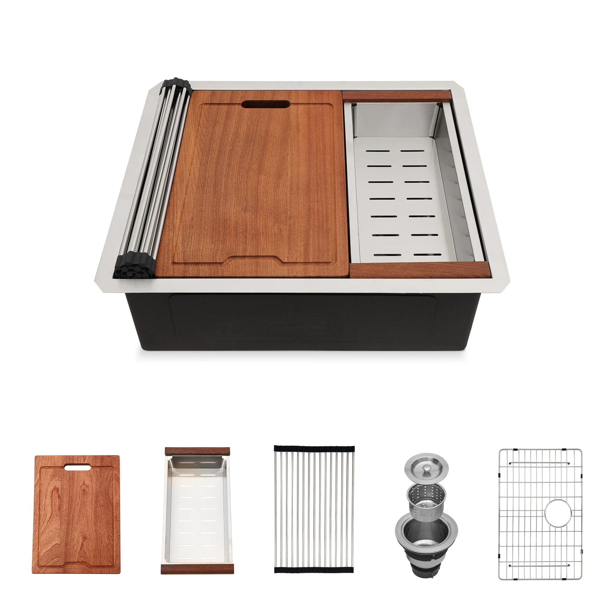 Single Bowl, Undermount Workstation, Kitchen Sink With Accessories - Image 3