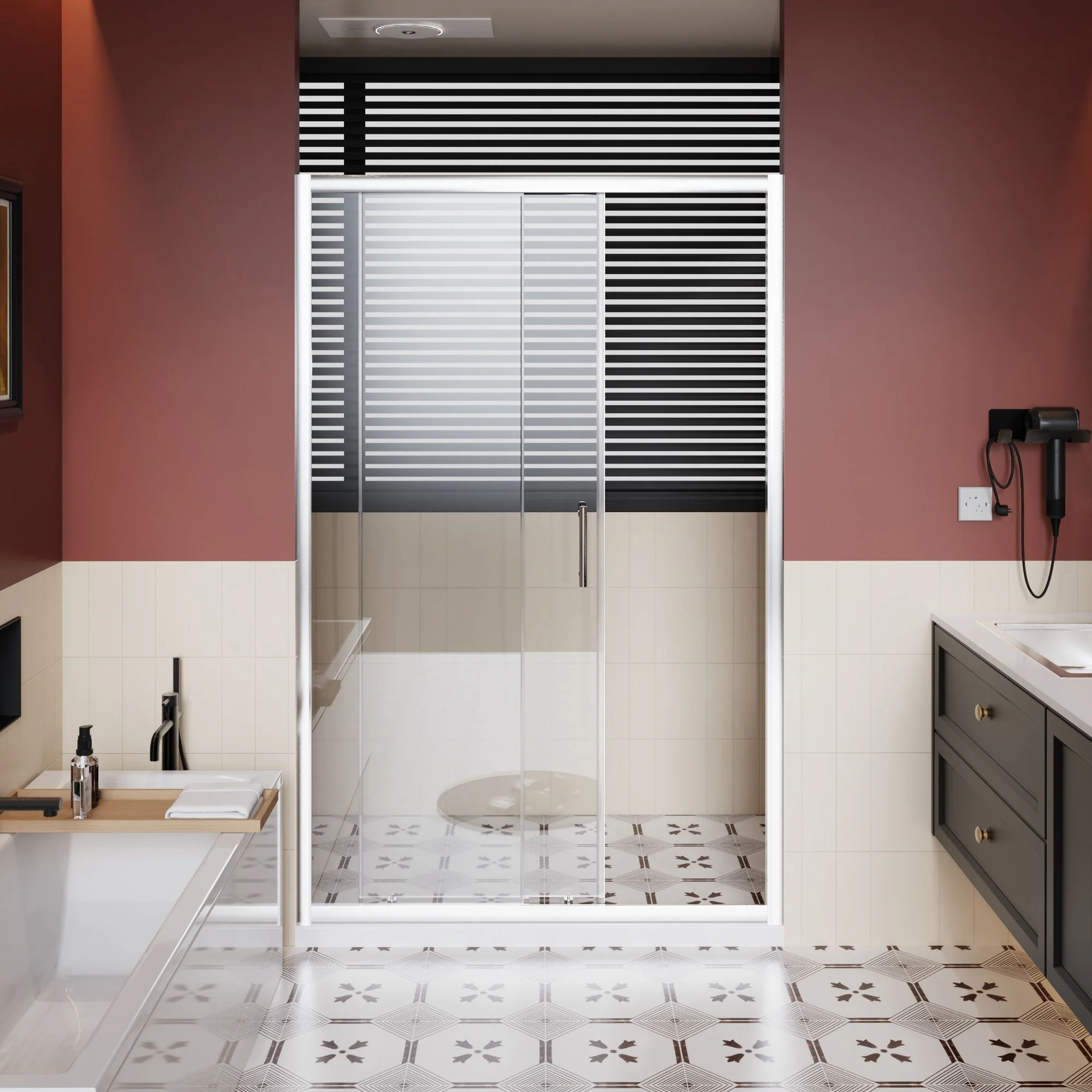 Single Sliding Shower Door With Handle - Chrome - Image 4