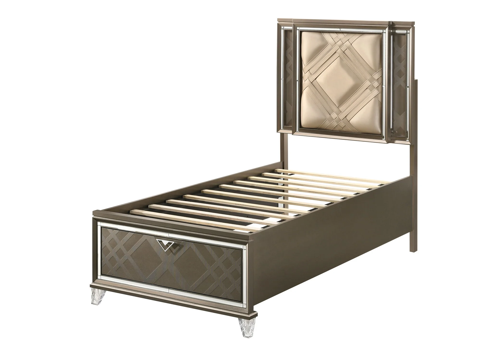 Skylar - Full Bed With LED & Storage - Dark Champagne - Image 4