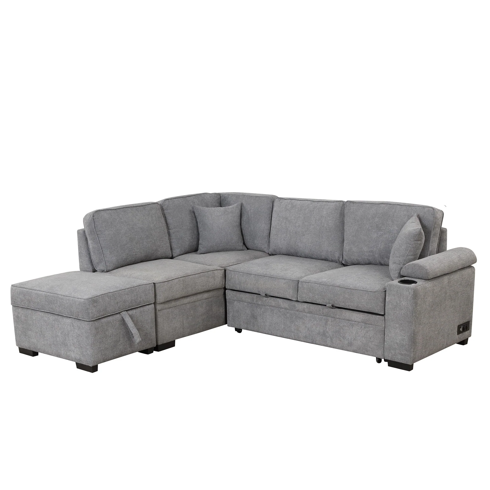 Sleeper Sofa Bed, 2 In 1 Pull Out Sofa Bed L Shape Couch With Storage Ottoman For Living Room, Bedroom Couch And Small Apartment - Image 2