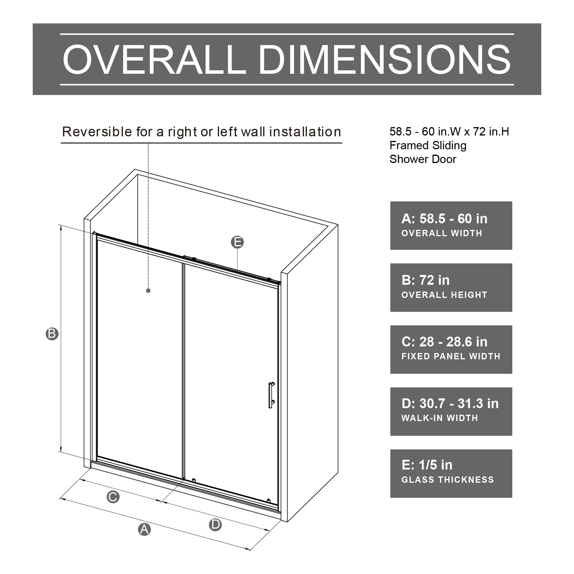 Sliding Shower Door With And Handle - Chrome - Image 2