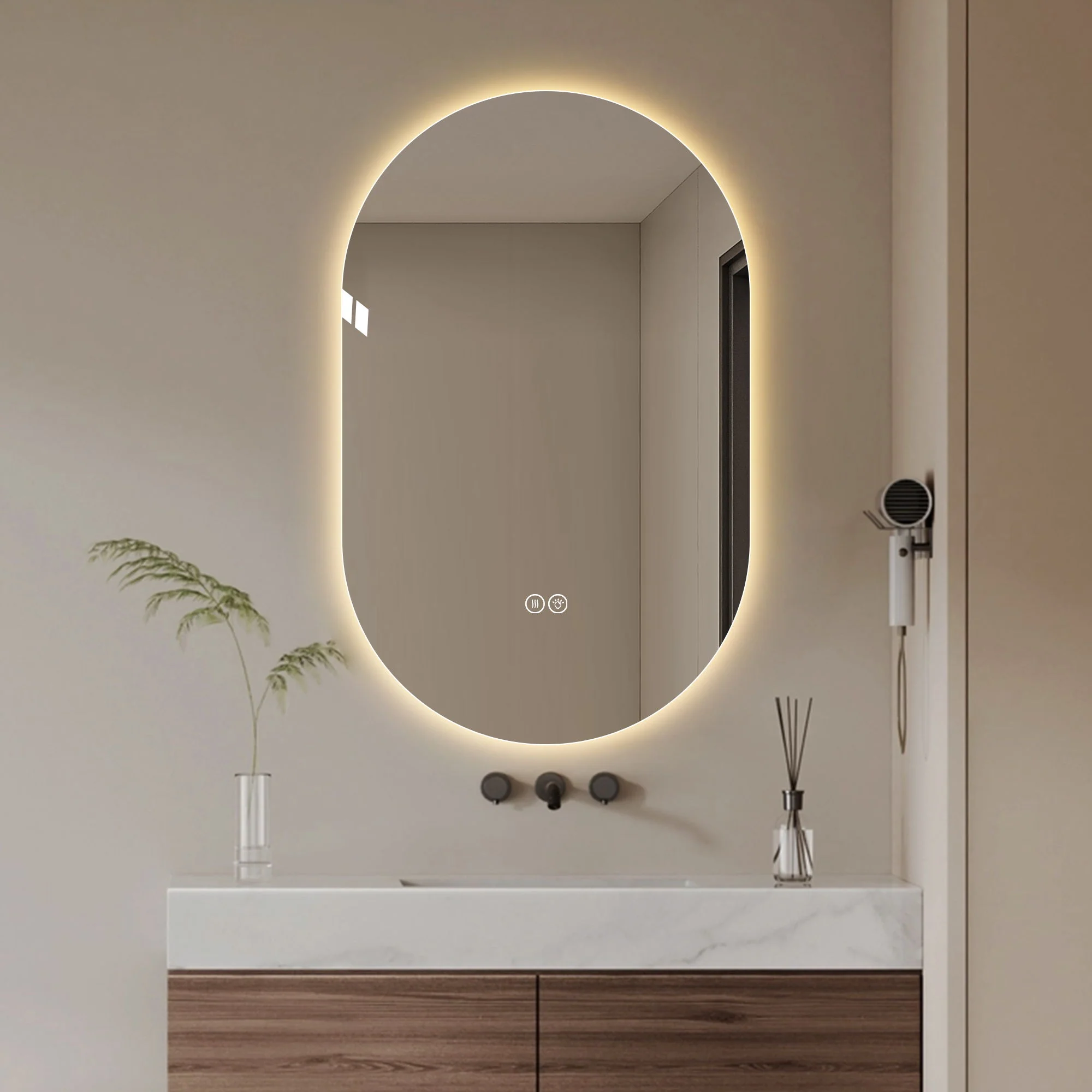 Smart Wall Mounted LED Touch Screen Mirror With Anti-Fog Function And Adjustable Lighting - Image 5
