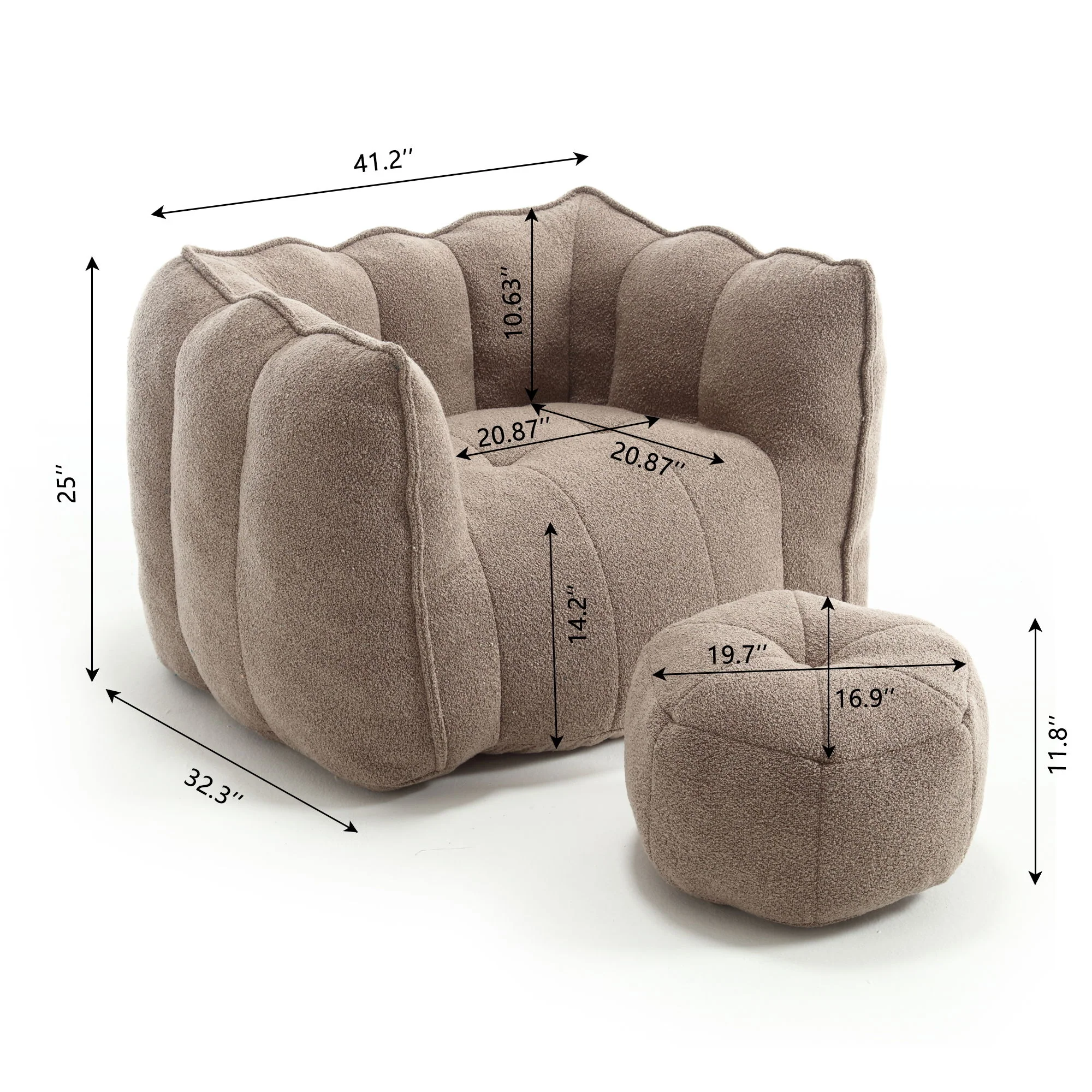 Soft Bean Bag Chair With High Resilient Foam - Image 24