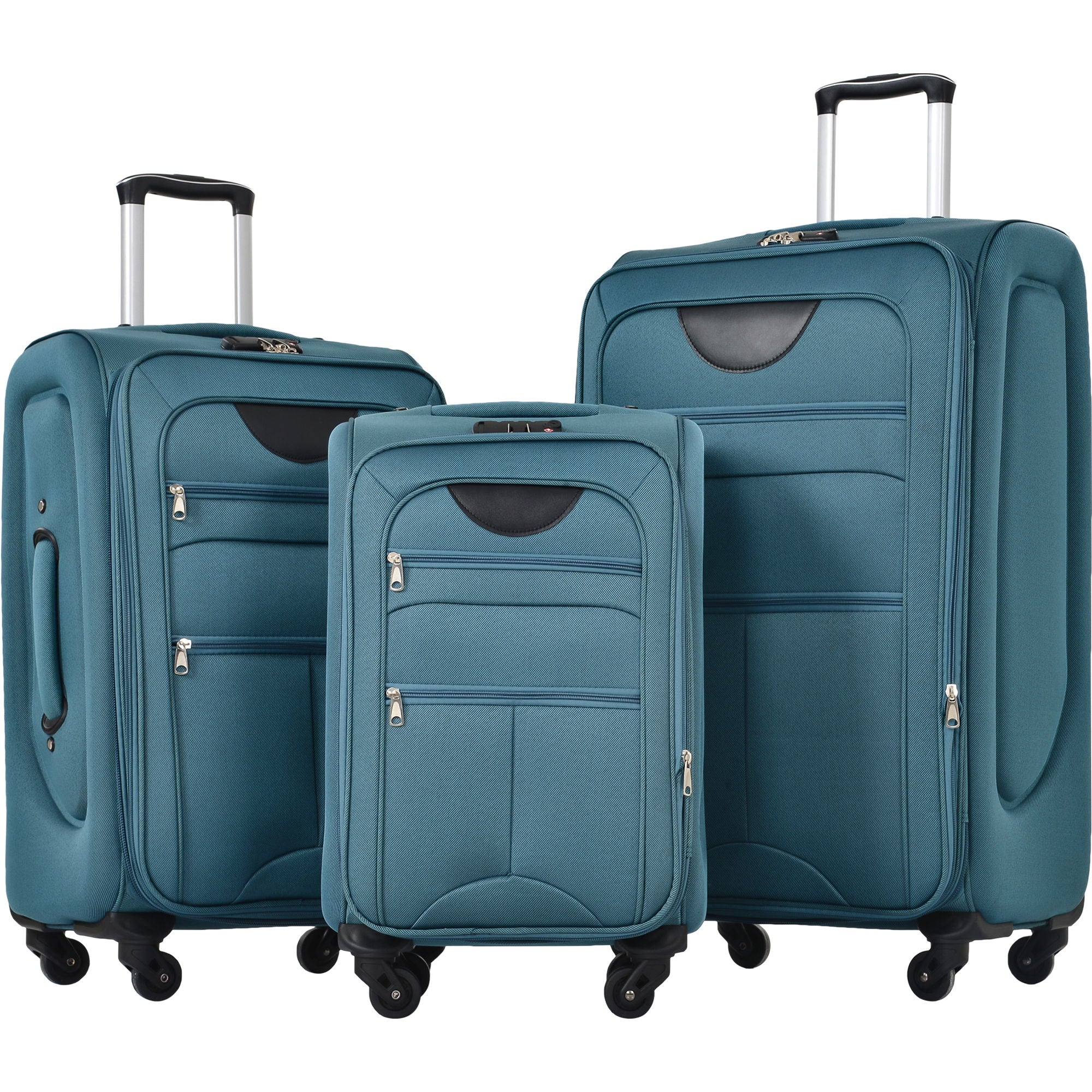 Softside Luggage Expandable 3 Piece Set Suitcase Upright Spinner Softshell Lightweight Luggage Travel Set - Image 2