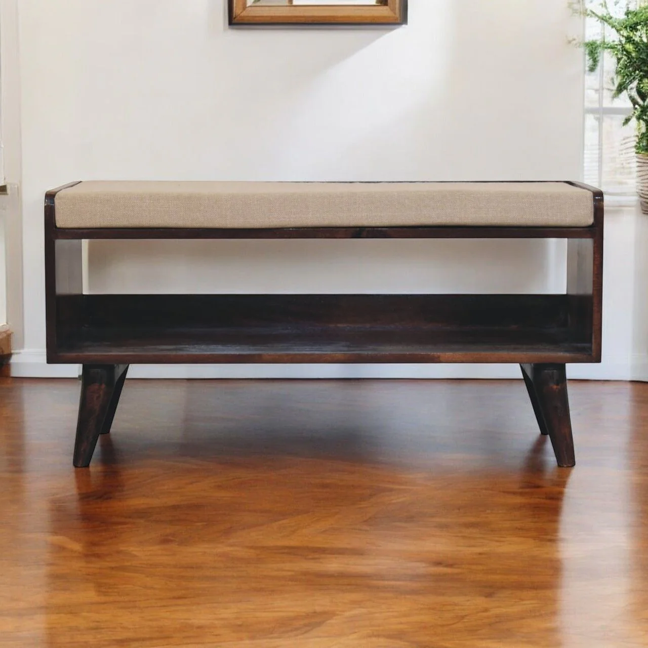 Solid Wood Bench With Upholstered Sea - Image 3