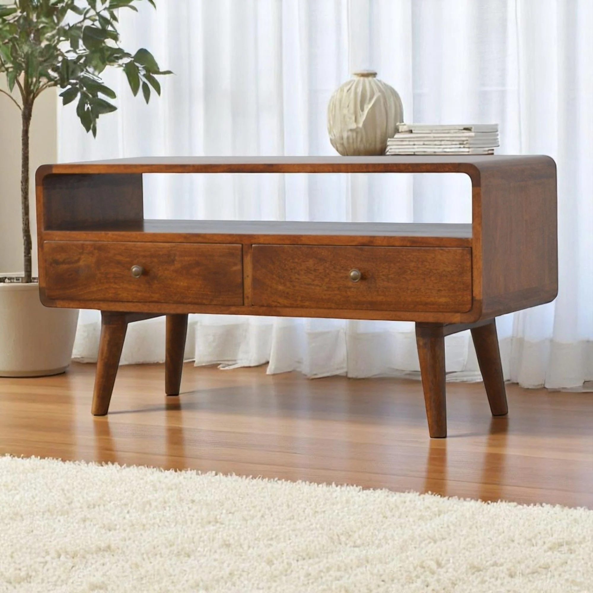 Solid Wood Curved Media Unit - Image 9